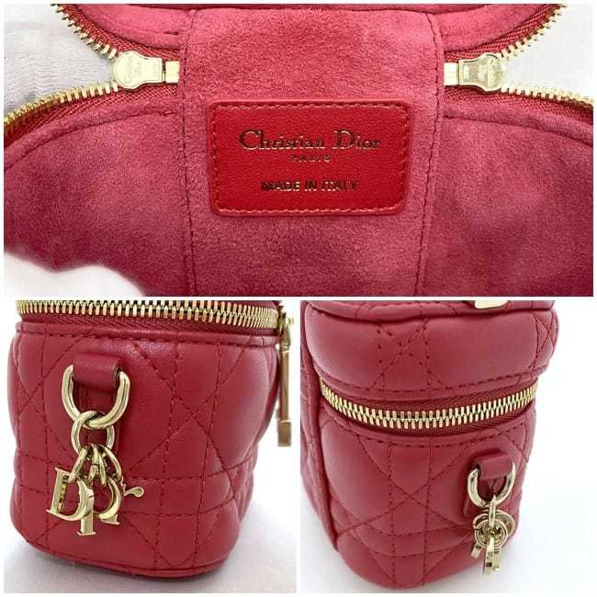 Christian Dior Red Color Leather Shoulder Bag Vanity Bag ()