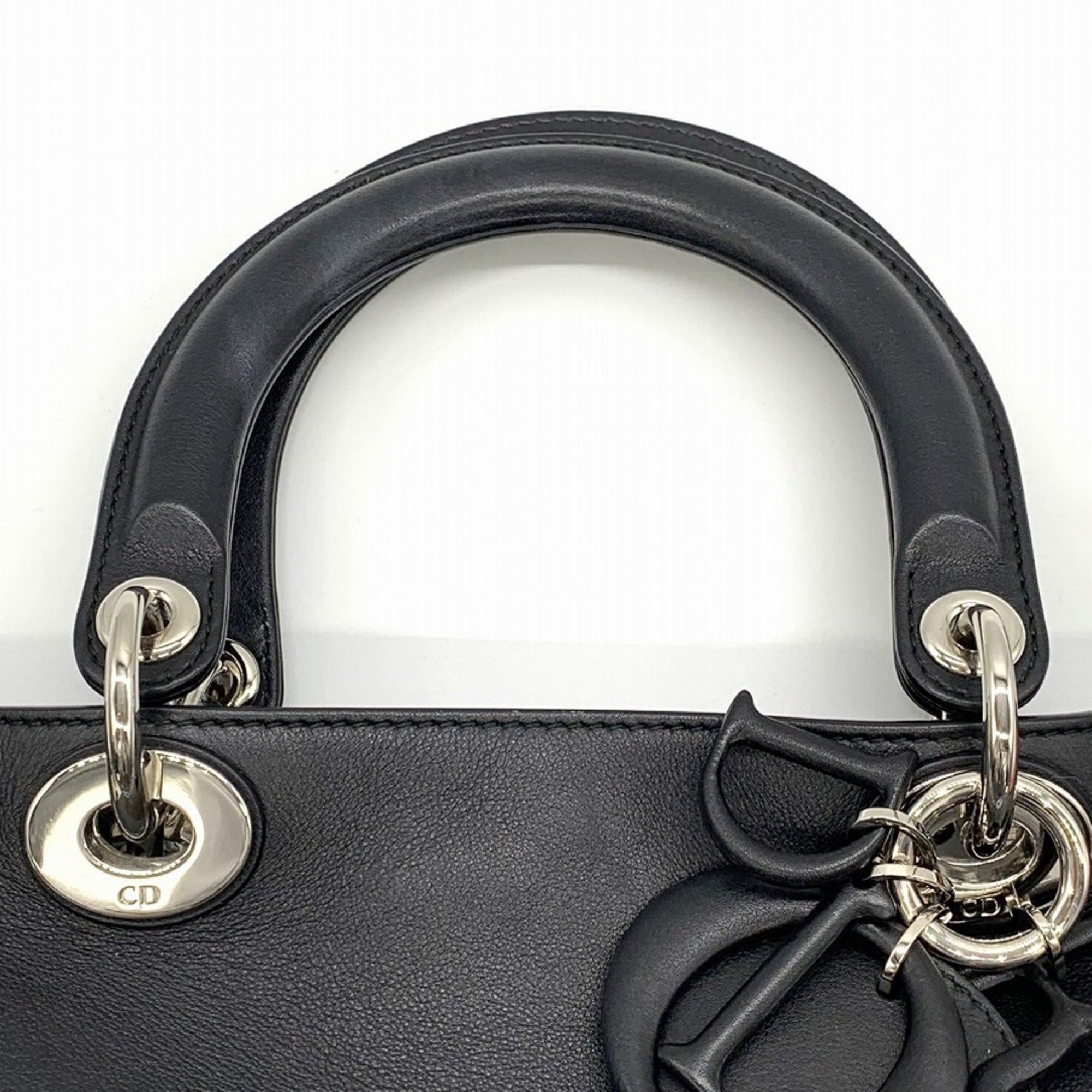 Christian Dior Black Leather Handbag Shoulder Bag ()