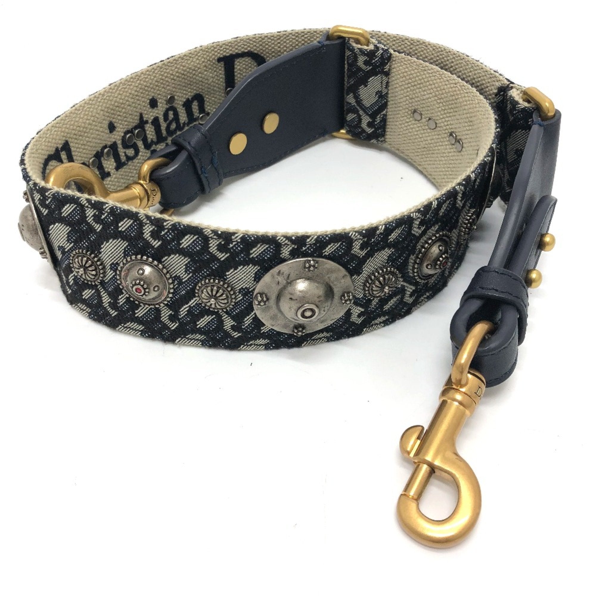 Christian Dior Navy Cloth Chain/Shoulder Wallet ()