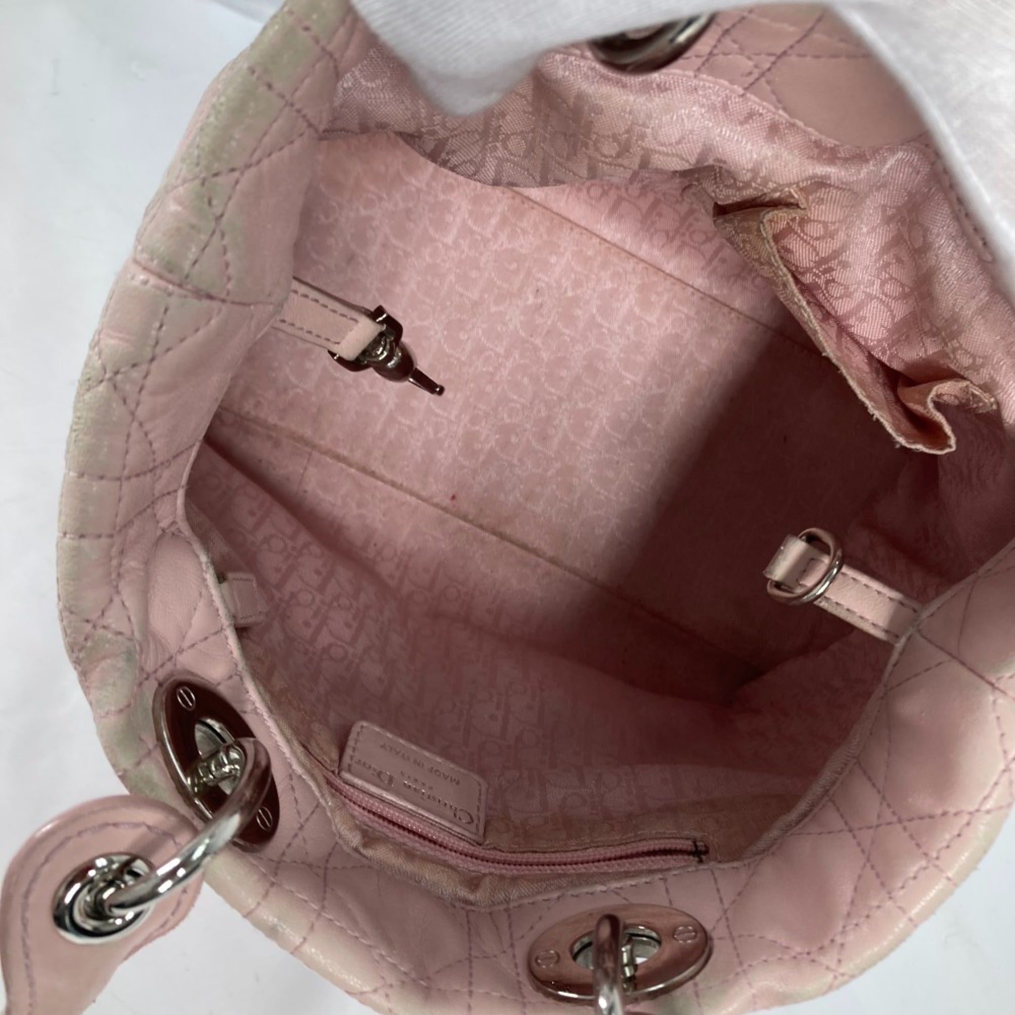 Christian Dior Pink Leather Handbag Shoulder Bag Tote Bag ()