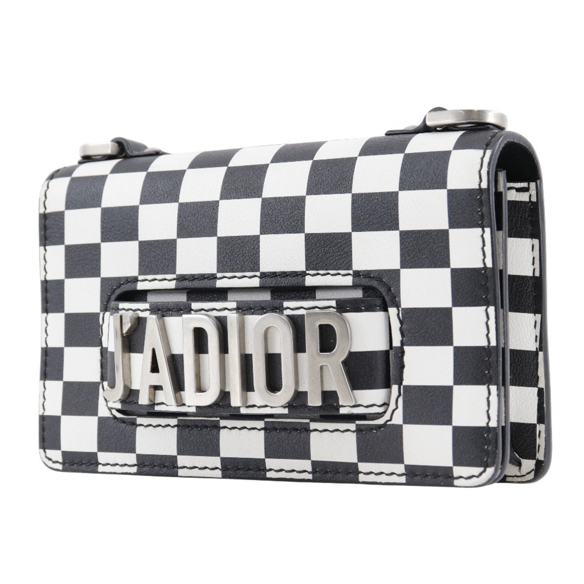 Christian Dior Black White Leather Shoulder Bag ()