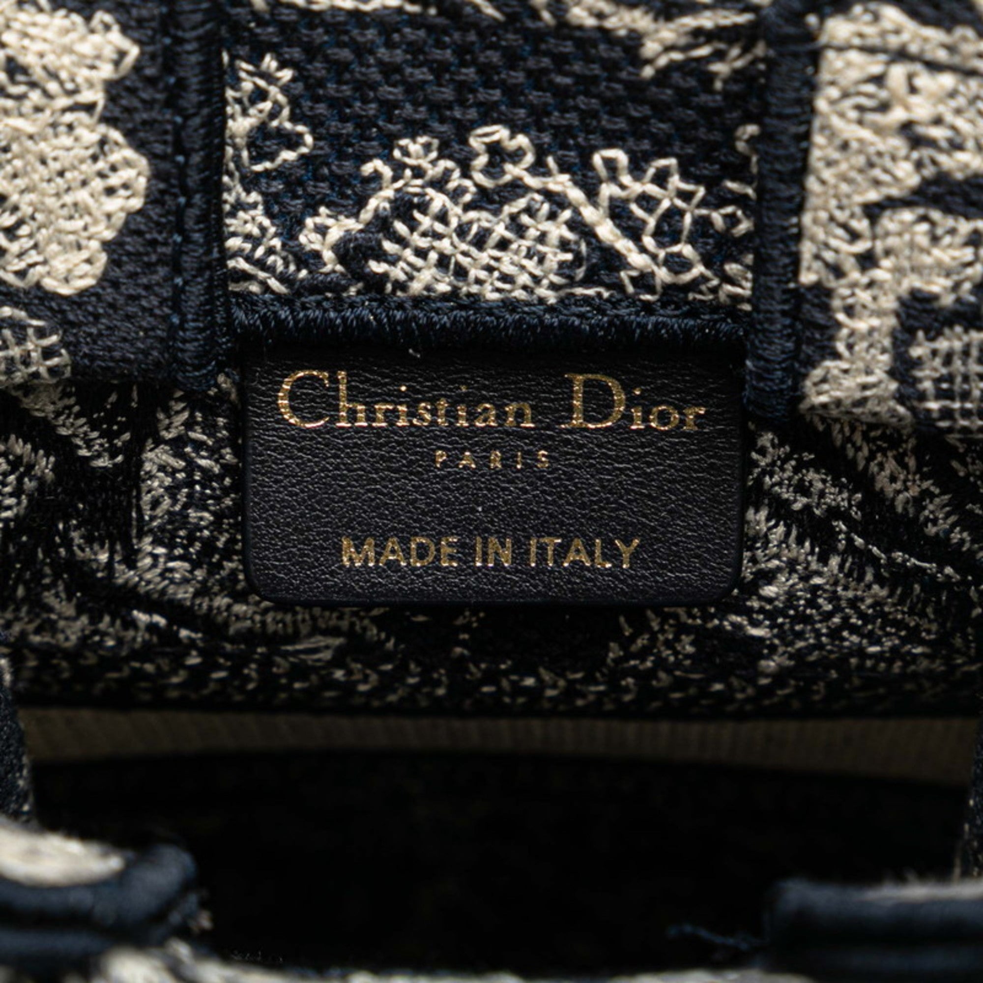 Christian Dior Navy White Jacquard Handbag Shoulder Bag ()