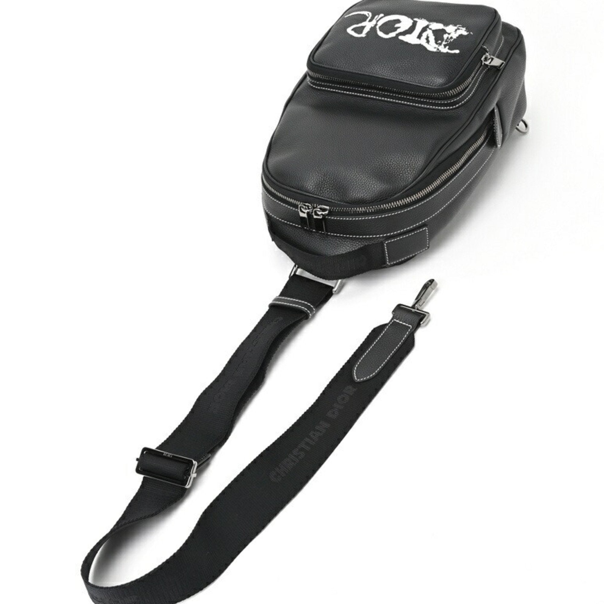 Christian Dior Black Leather Shoulder Bag Sling Bag ()