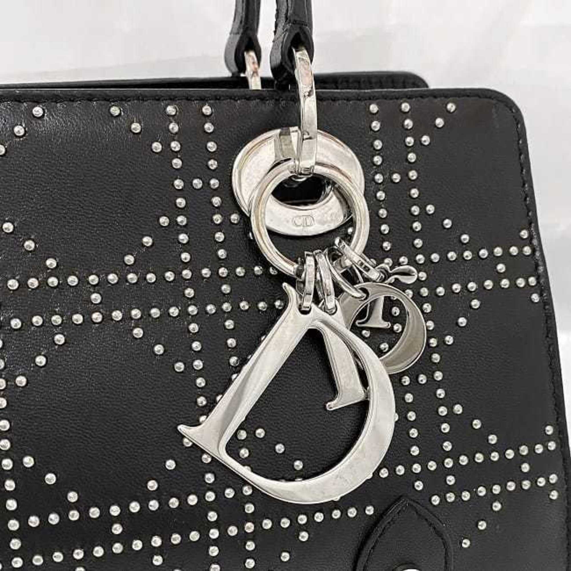 Christian Dior Black Leather Handbag Shoulder Bag ()