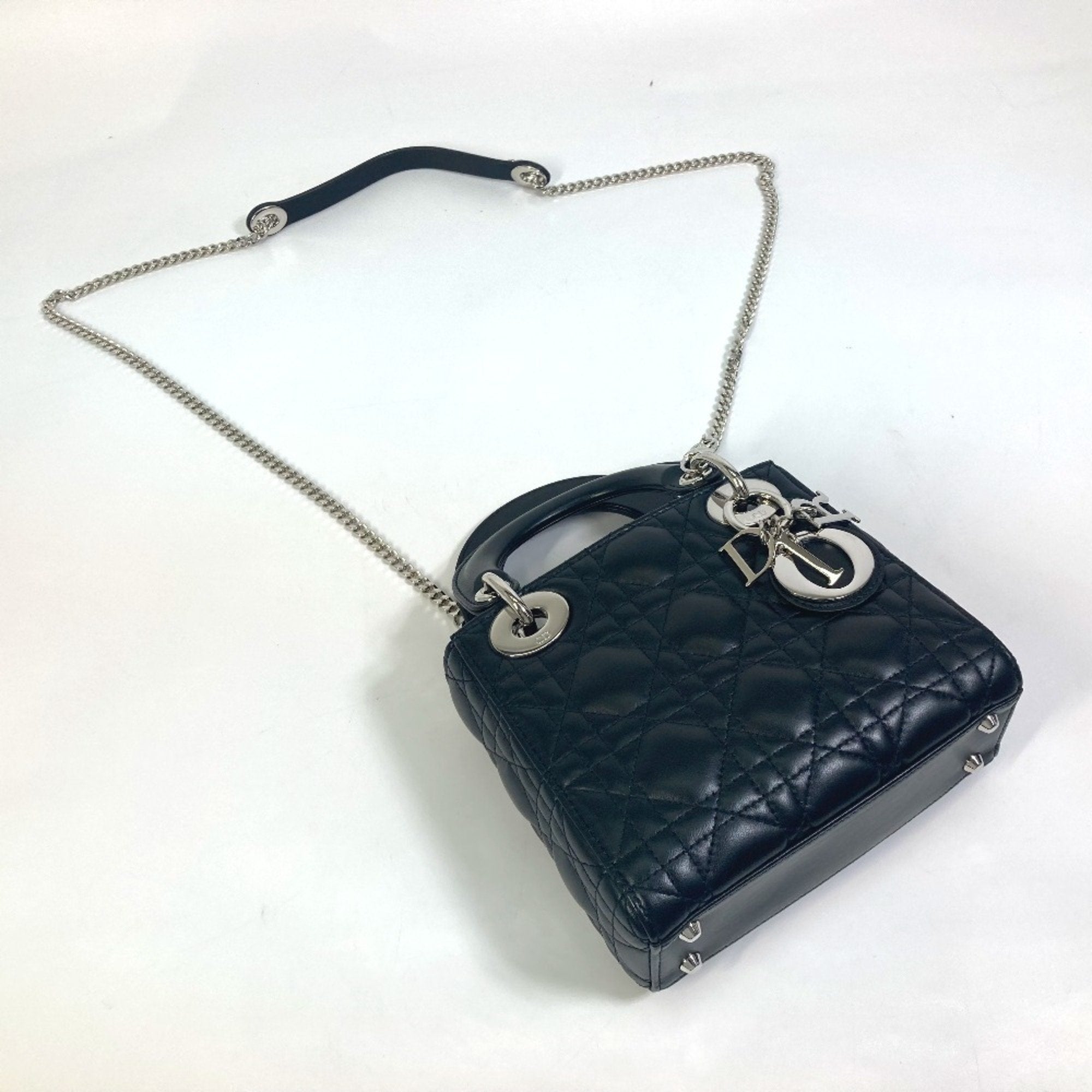 Christian Dior Lady Dior Black Leather Shoulder Bag ()