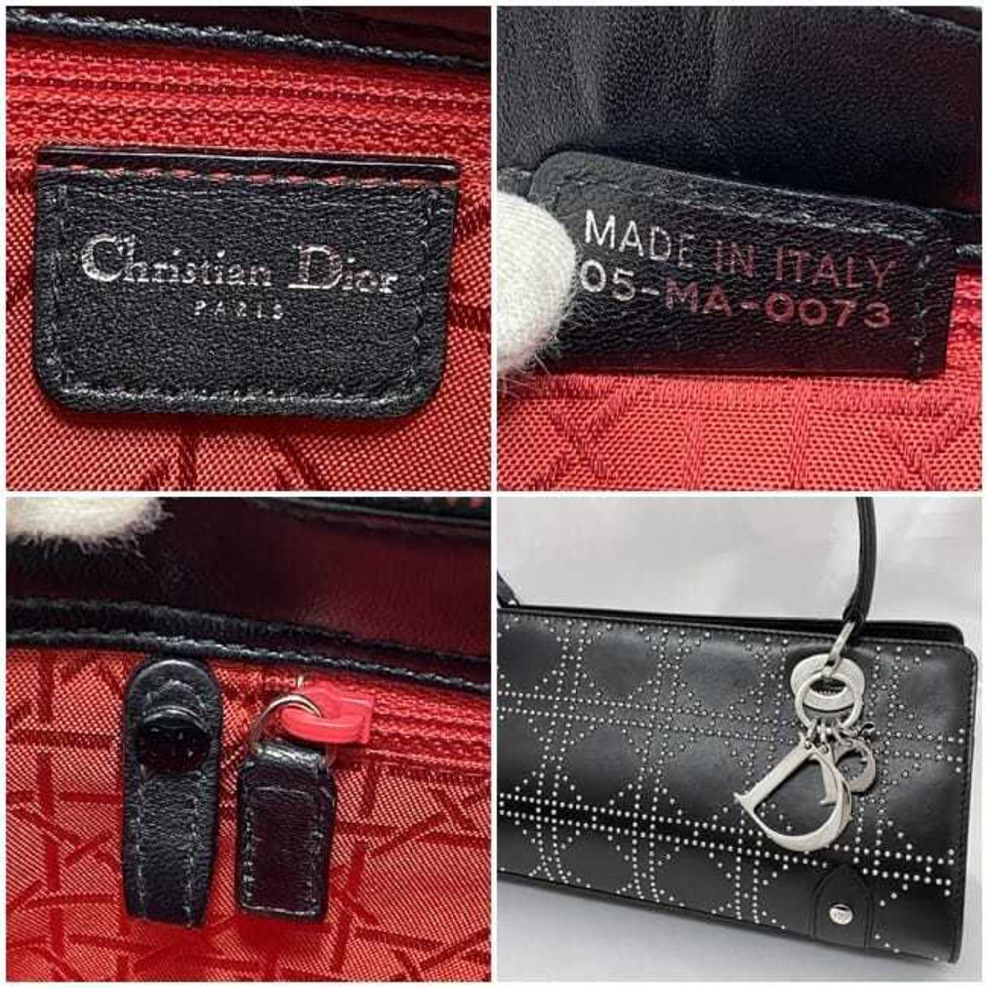 Christian Dior Black Leather Handbag Shoulder Bag ()
