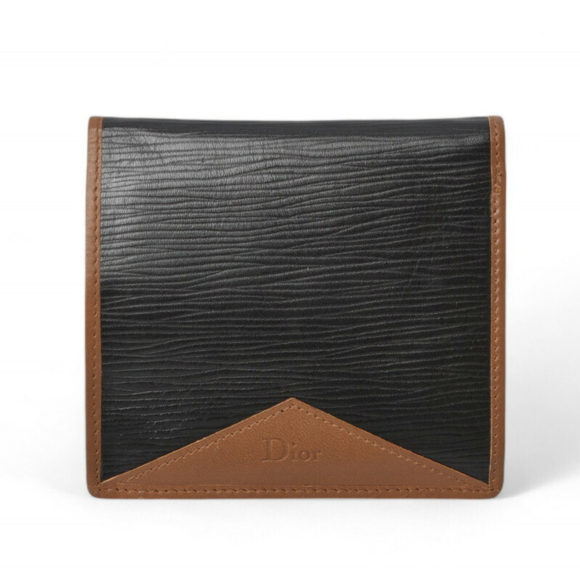 Christian Dior Black Brown Leather Wallet (Bi-Fold) ()