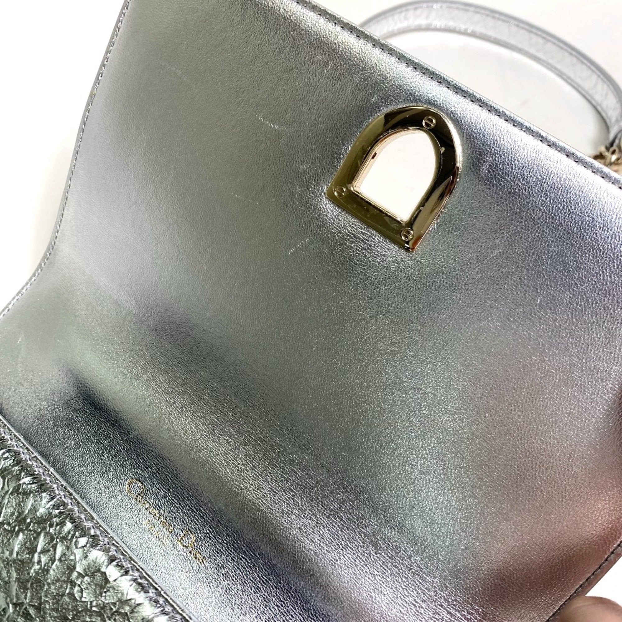 Christian Dior Silver Leather Shoulder Bag ()