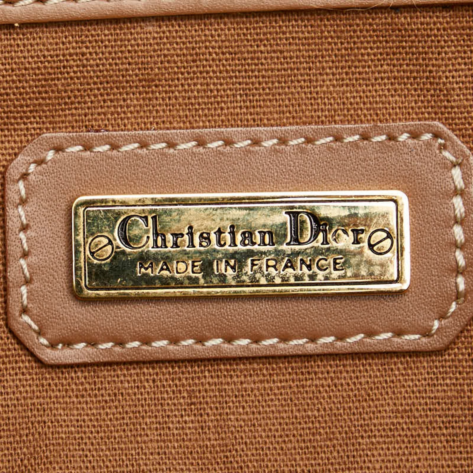 Christian Dior Black Brown Pvc Leather Boston Bag Handbag ()