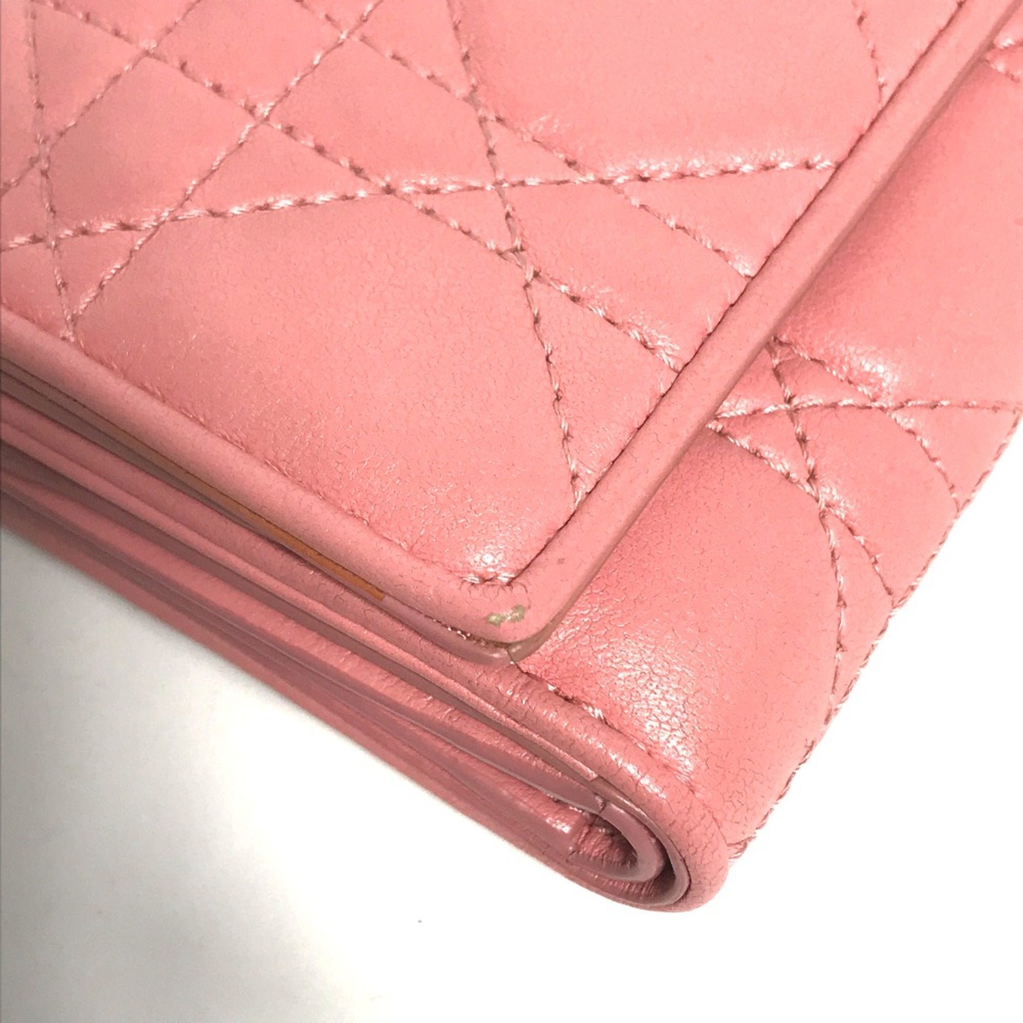 Christian Dior Pink Leather Wallet (Tri-Fold) ()