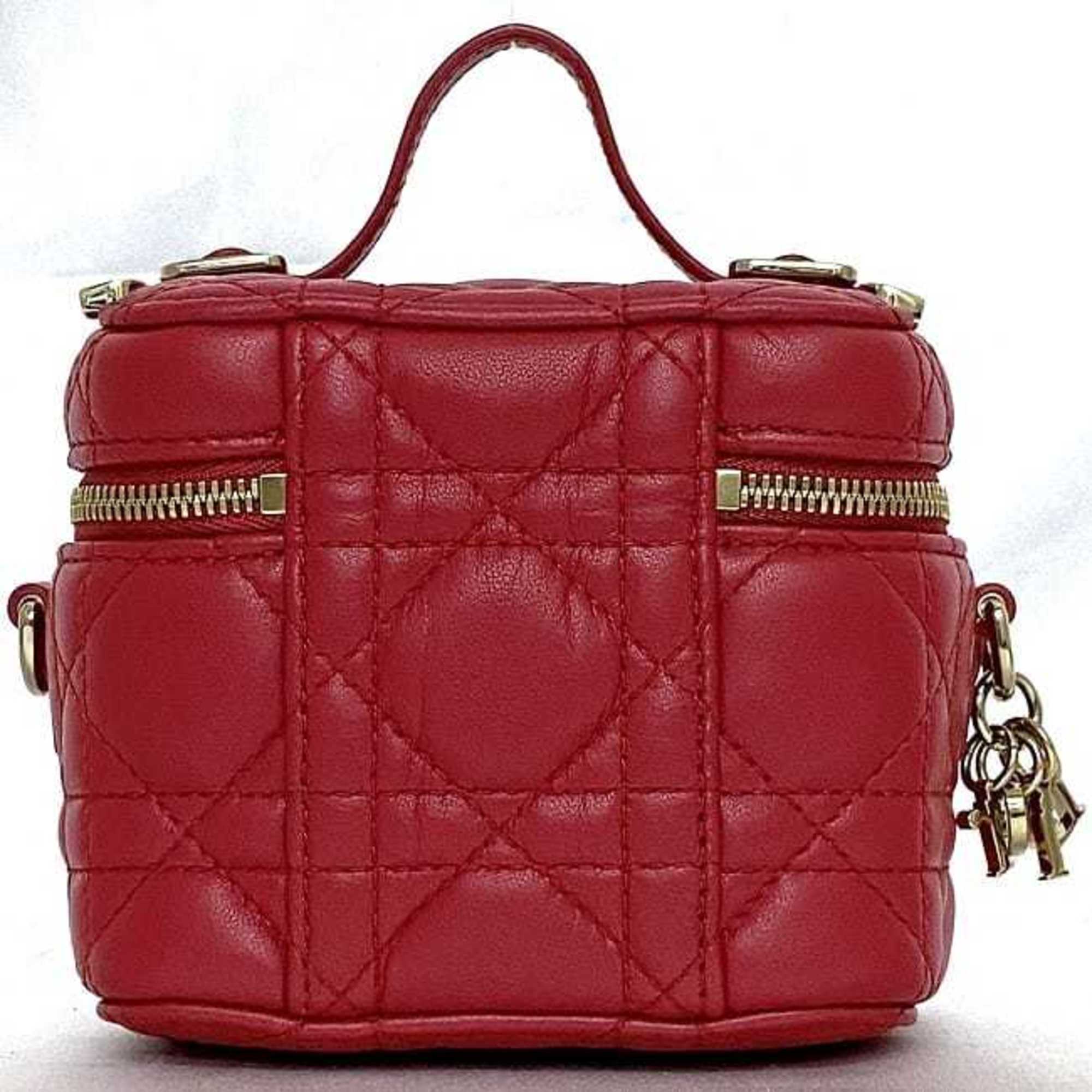Christian Dior Red Color Leather Shoulder Bag Vanity Bag ()