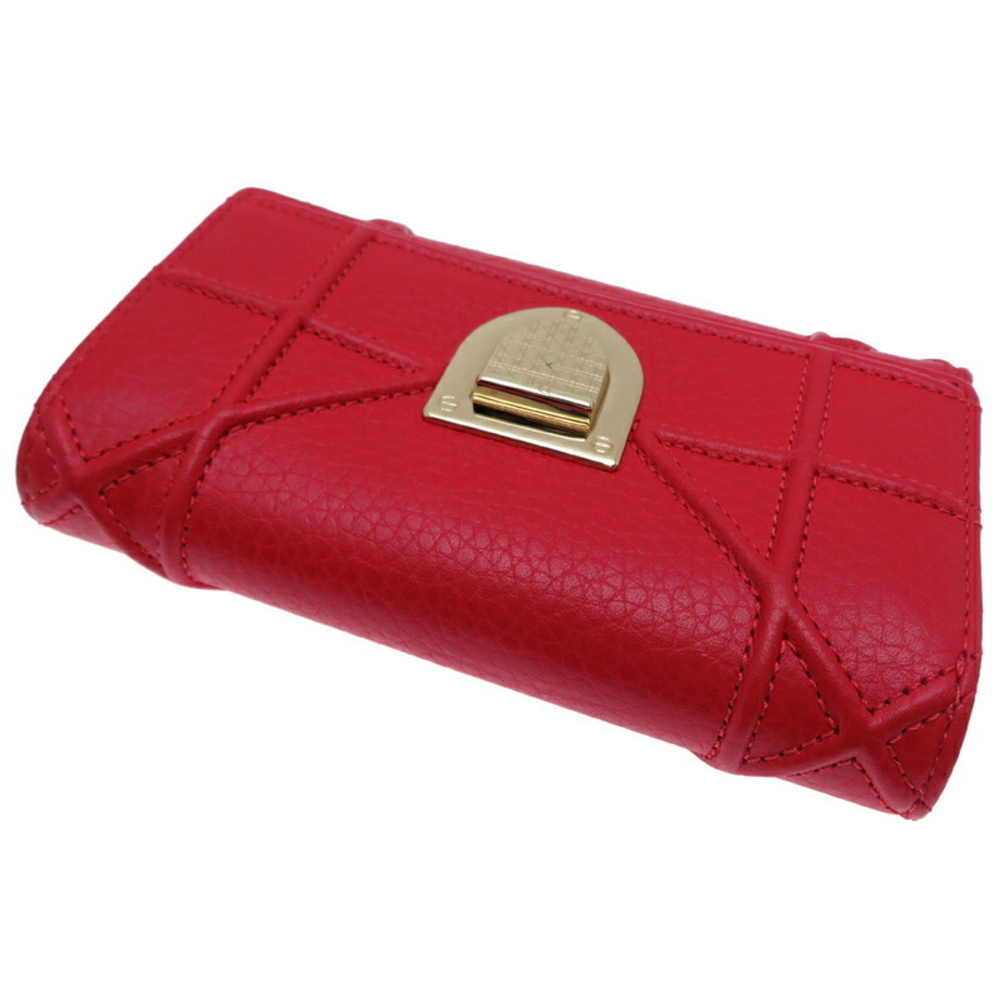 Christian Dior Red Color Leather Wallet (Tri-Fold) ()