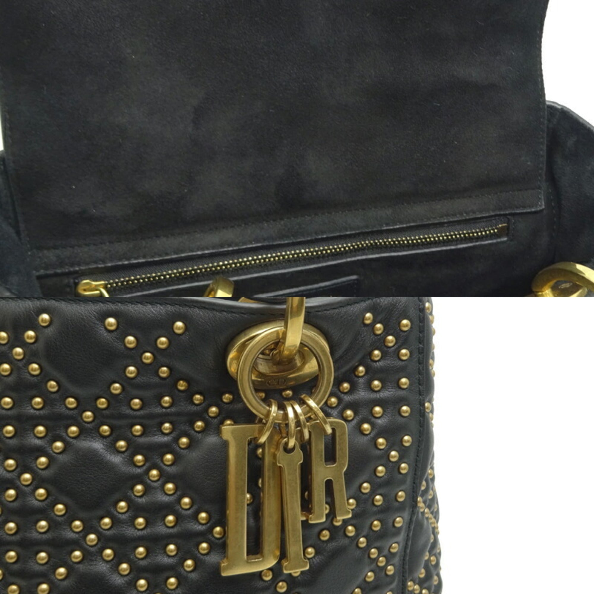 Christian Dior Lady Dior Black Leather Handbag ()