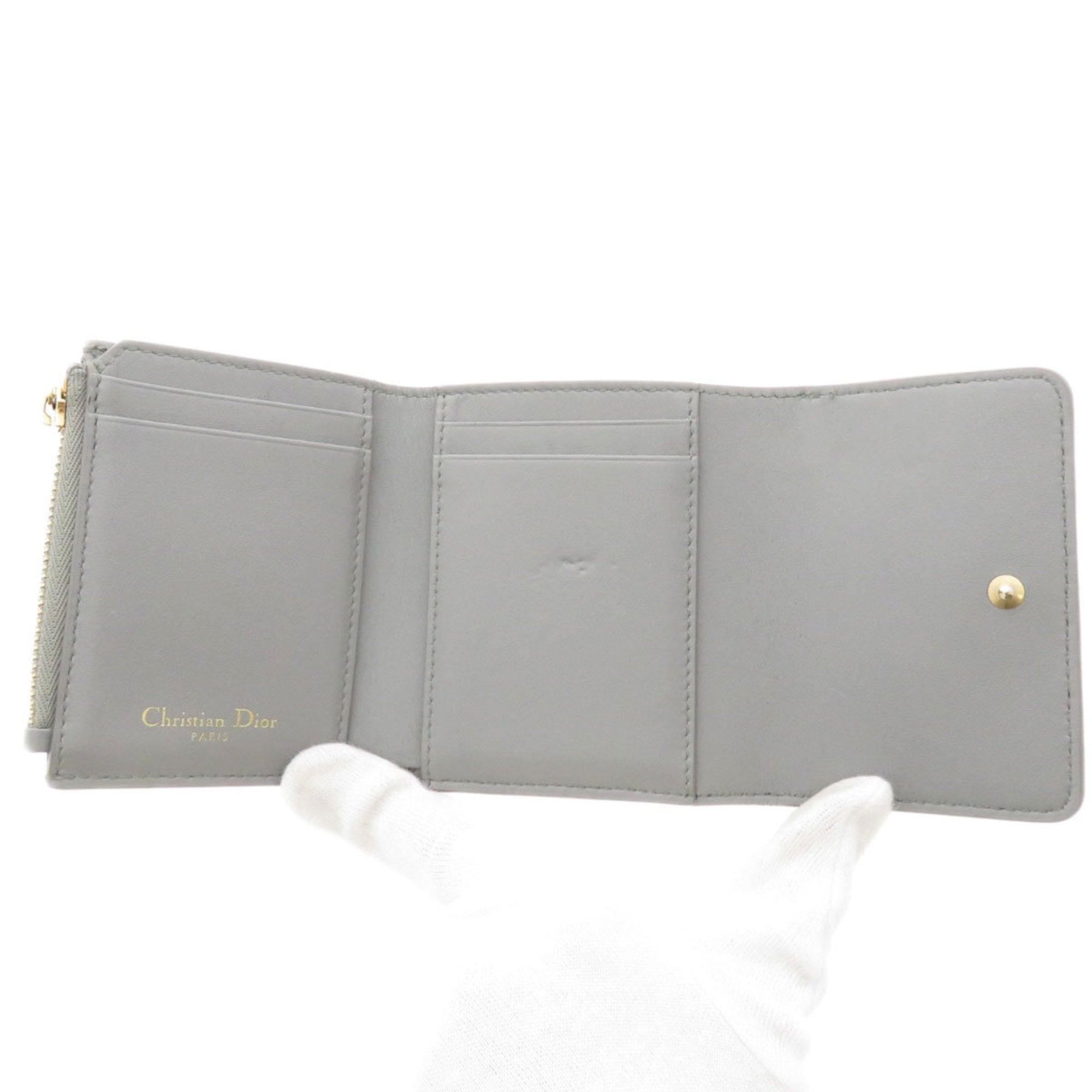 Christian Dior Gray Leather Wallet (Bi-Fold) ()