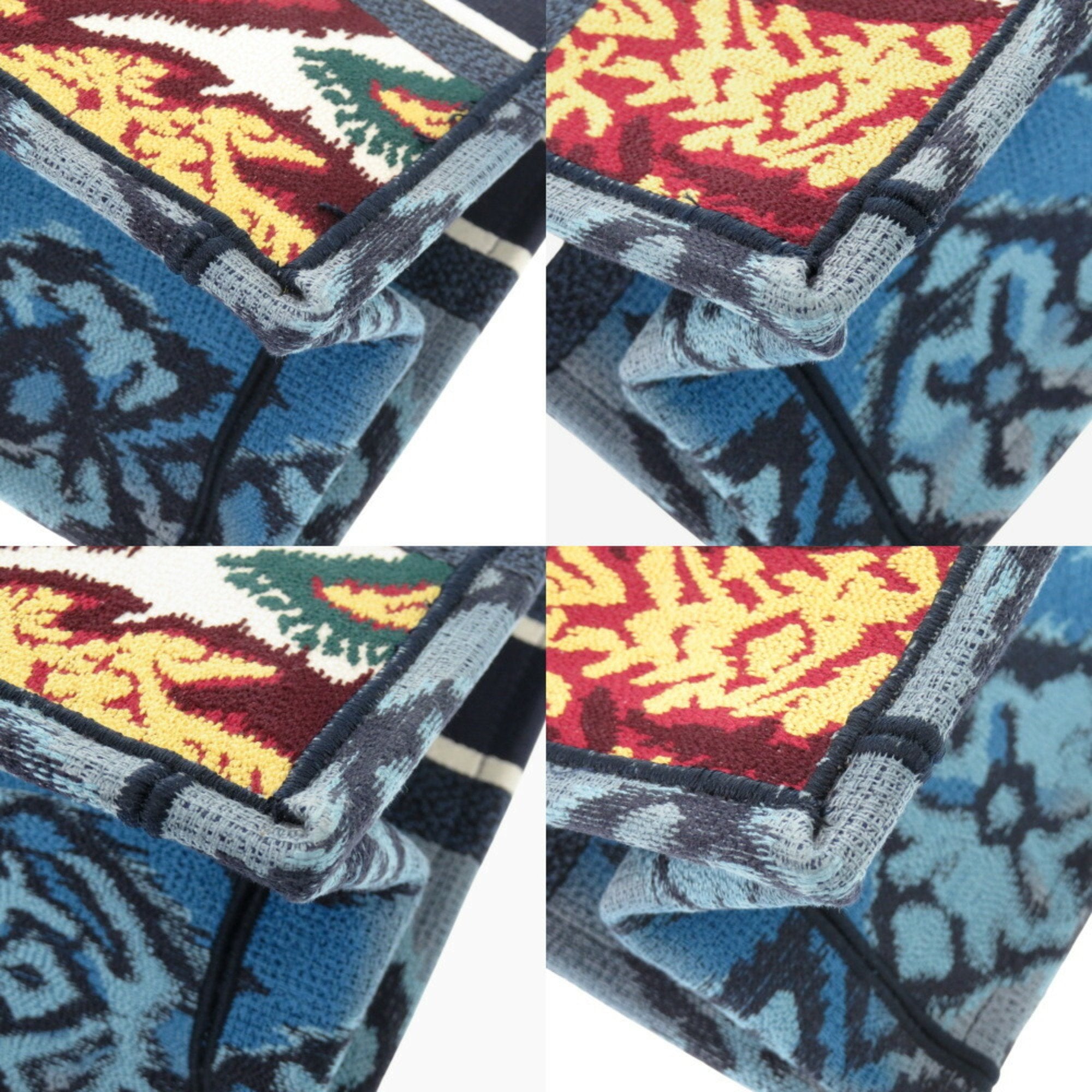 Christian Dior Blue Red Color Yellow Canvas Tote Bag ()