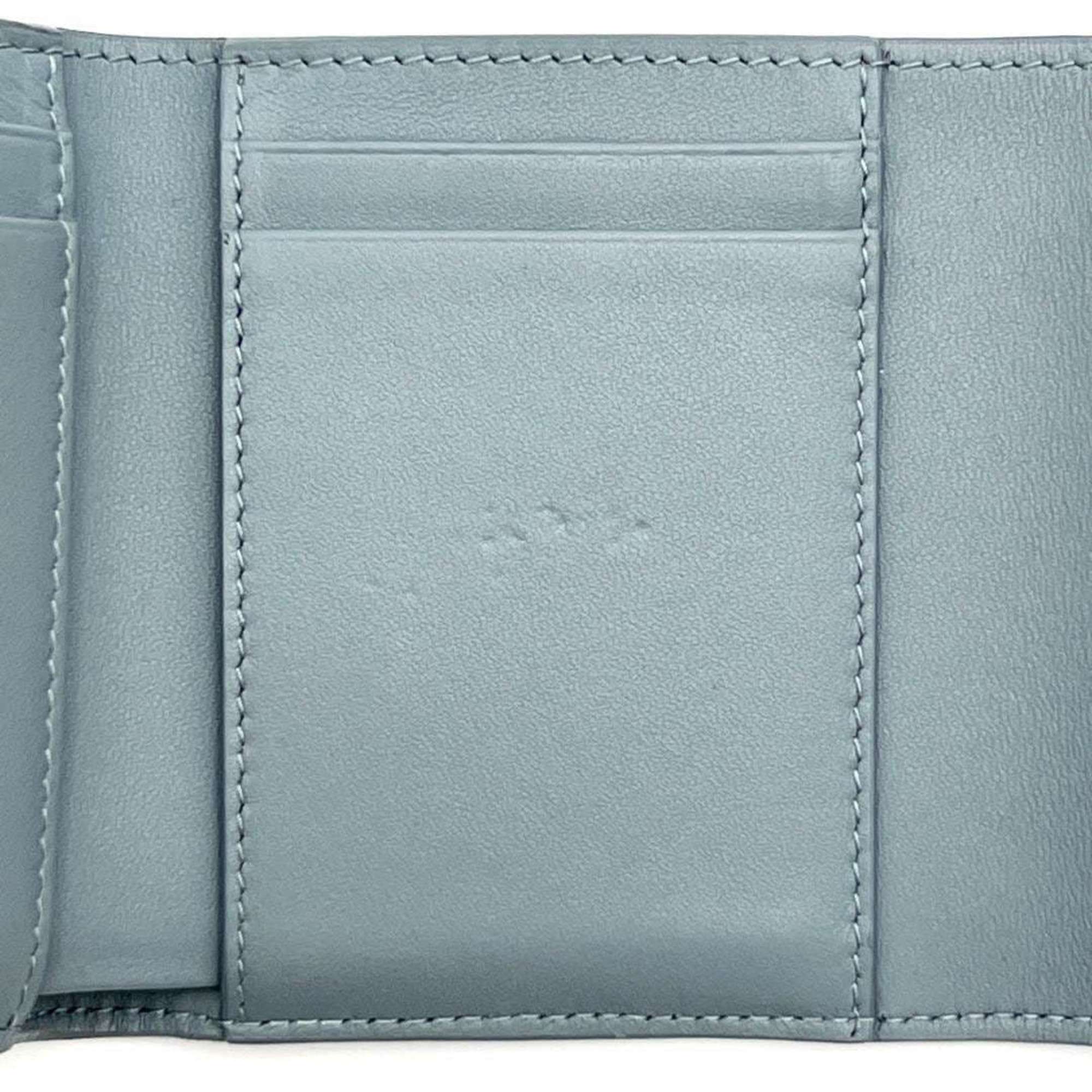 Christian Dior Blue Leather Wallet (Tri-Fold) ()