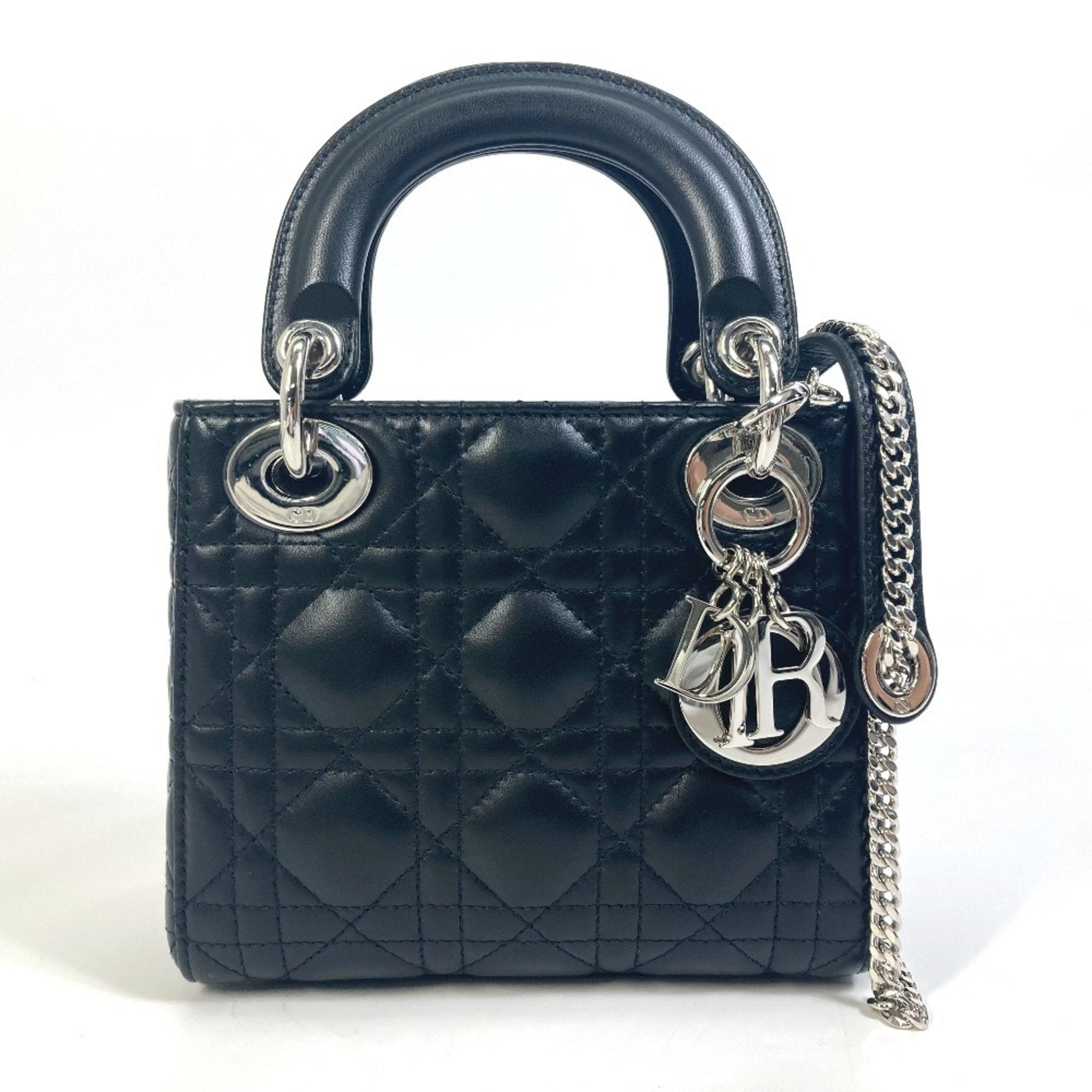 Christian Dior Lady Dior Black Leather Shoulder Bag ()