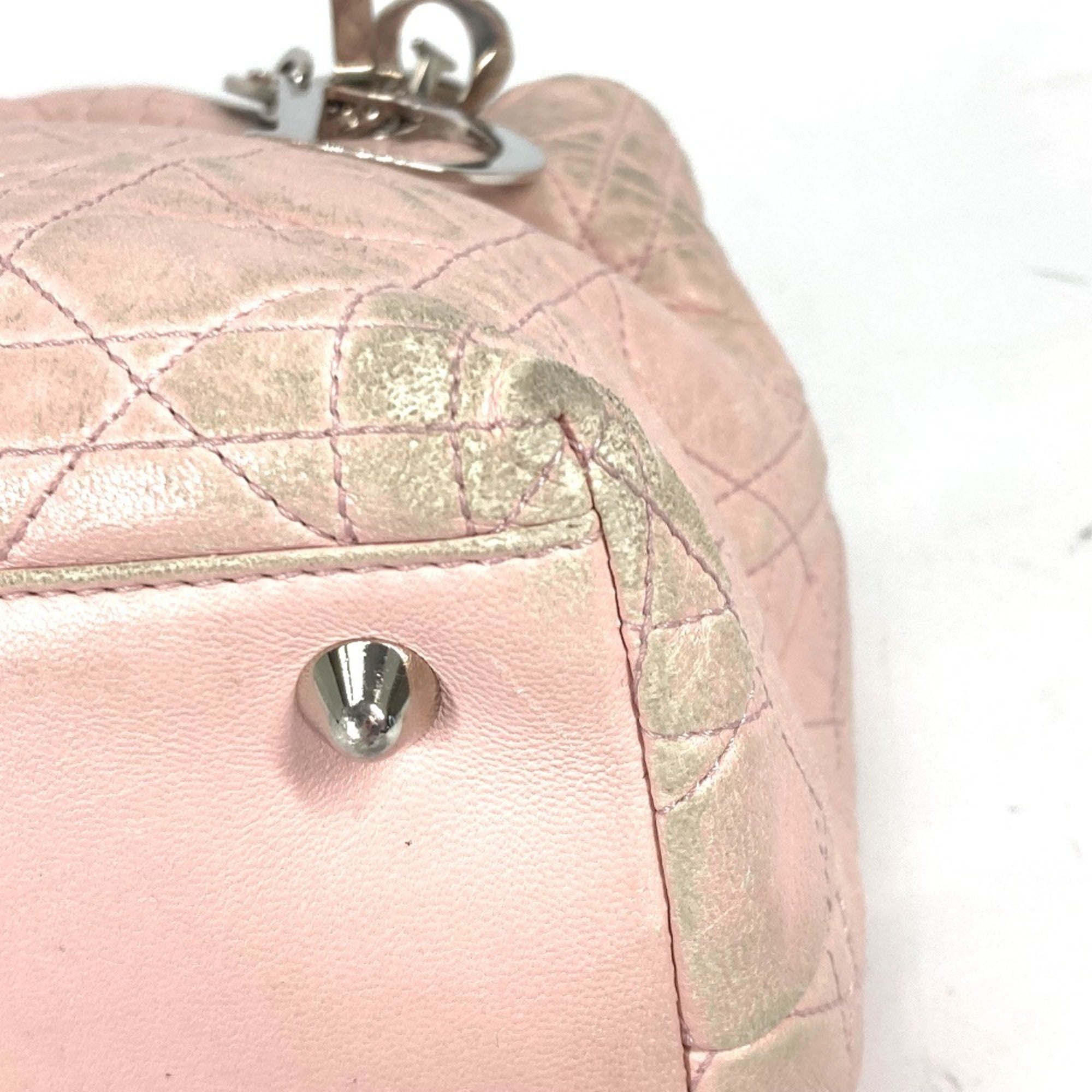 Christian Dior Pink Leather Handbag Shoulder Bag Tote Bag ()