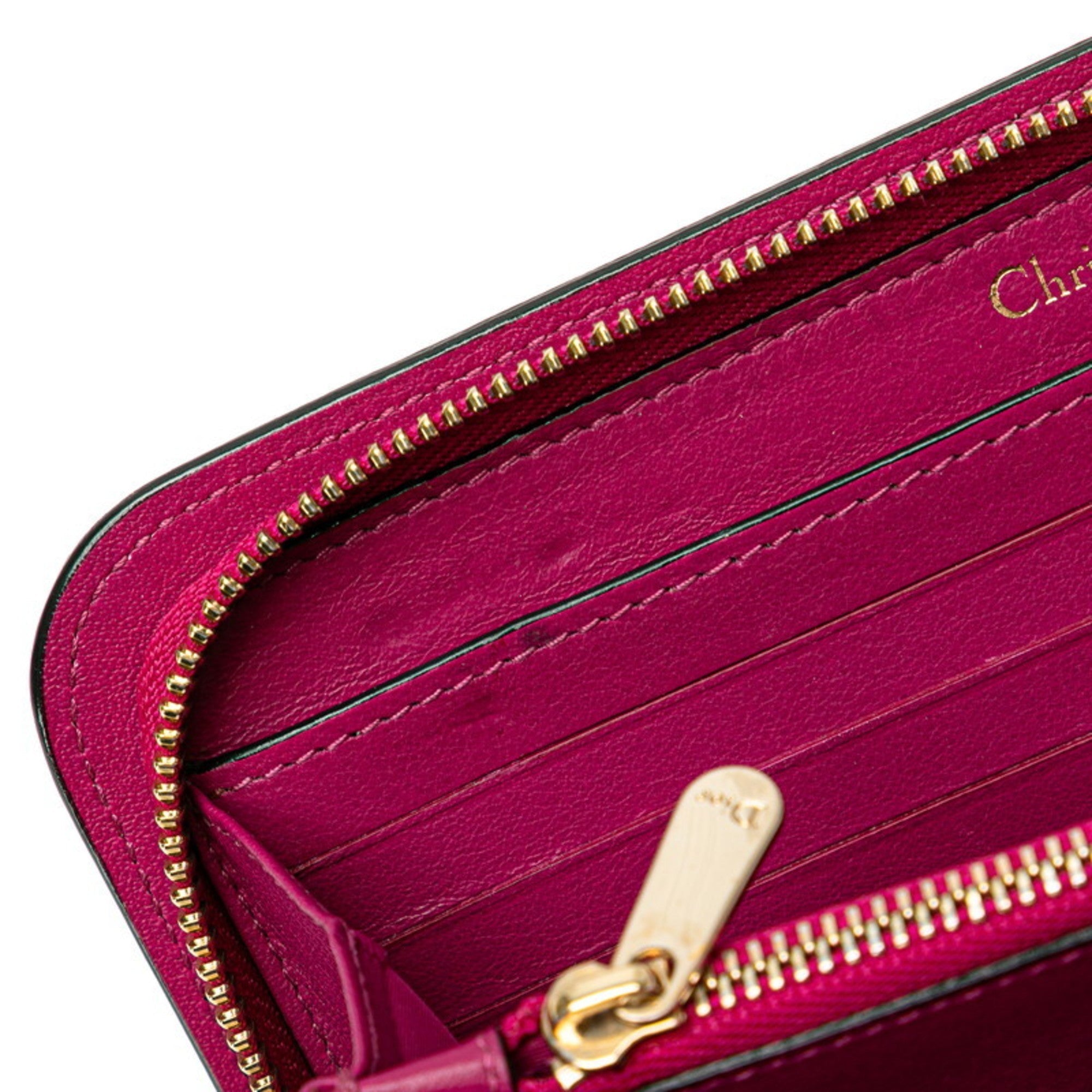 Christian Dior Black Purple Leather Long Wallet (Bi-Fold) ()