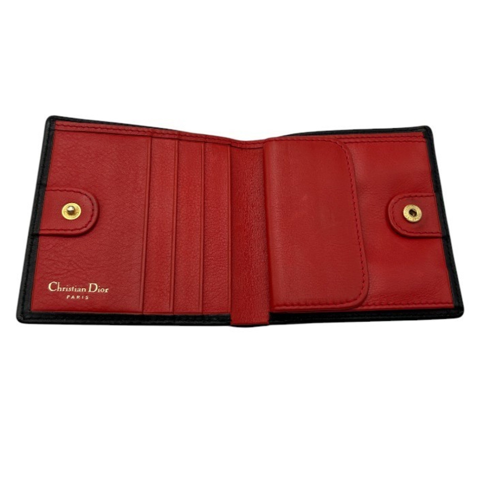 Christian Dior Black Red Color Leather Wallet (Bi-Fold) ()