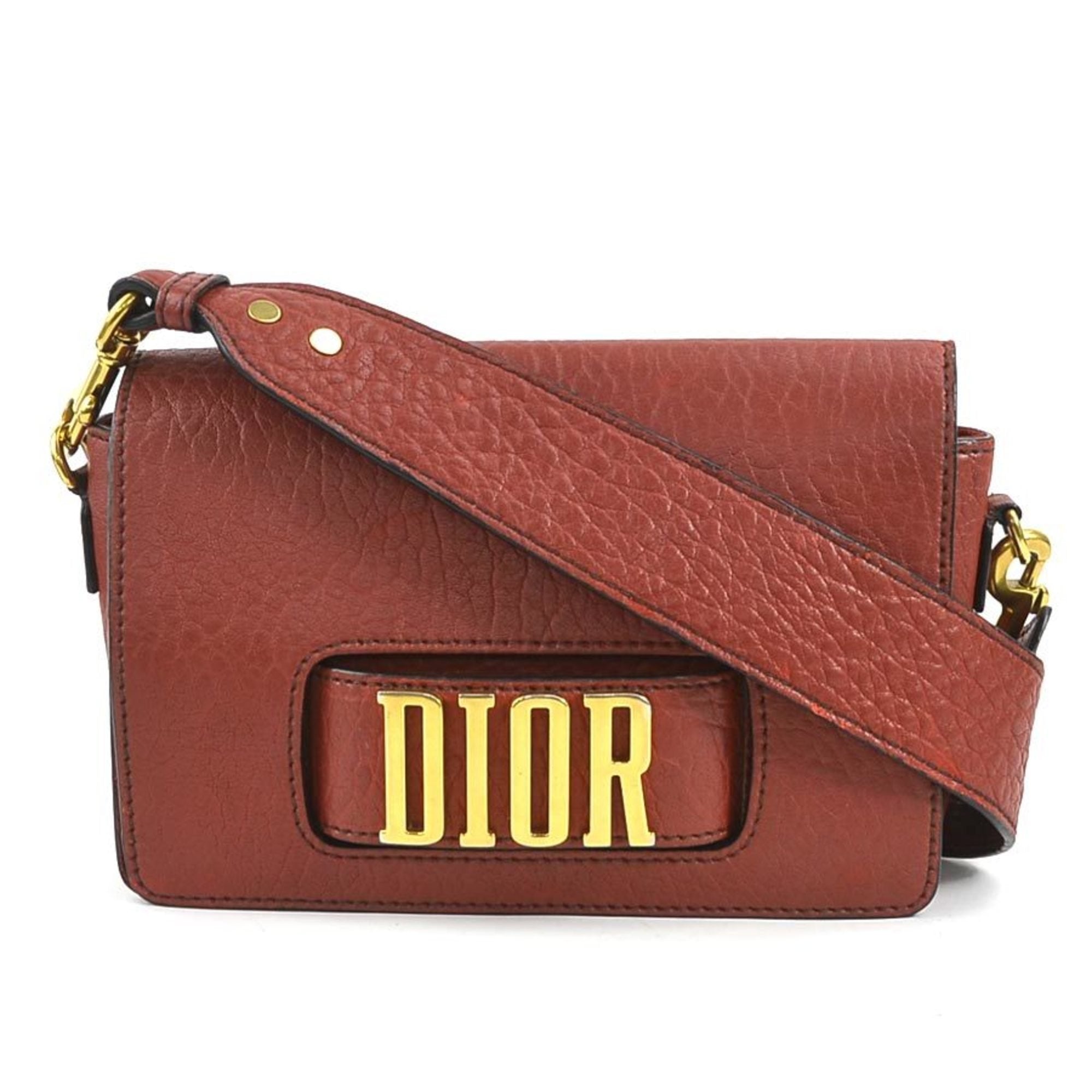 Christian Dior Red Color Leather Shoulder Bag ()