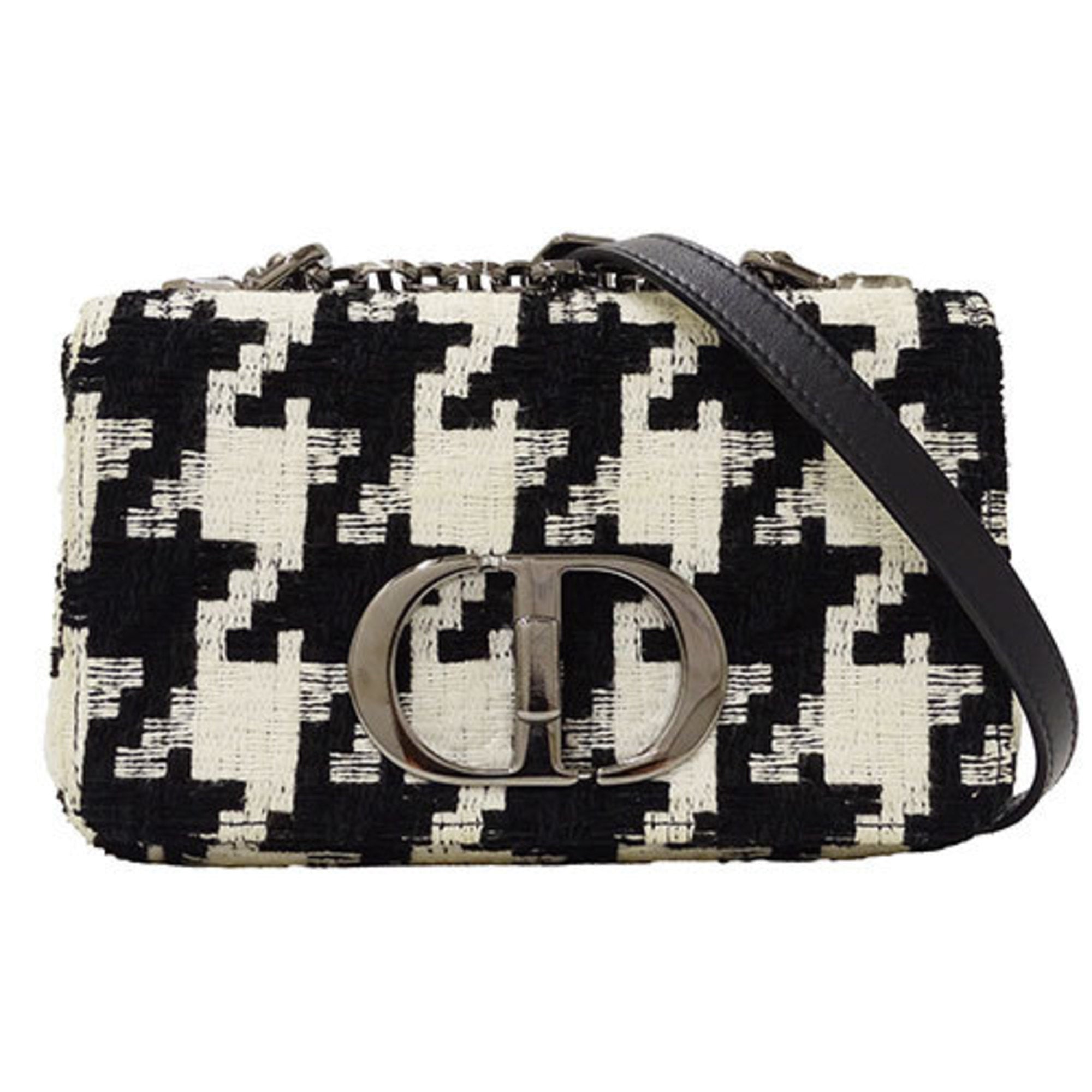 Christian Dior Black White Canvas Shoulder Bag ()