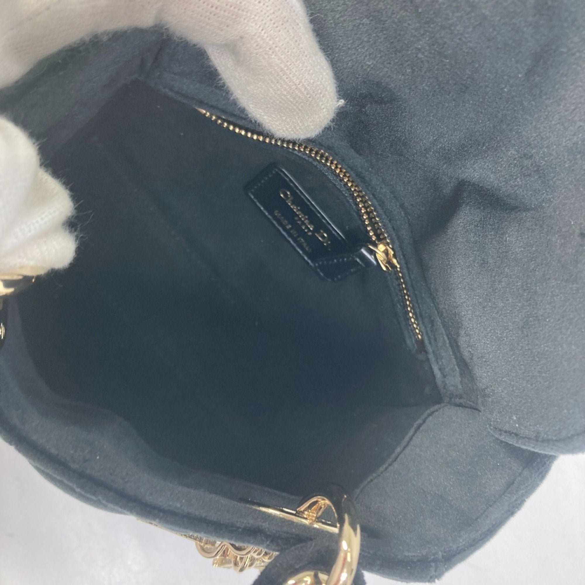 Christian Dior Lady Dior Black Leather Handbag Shoulder Bag ()