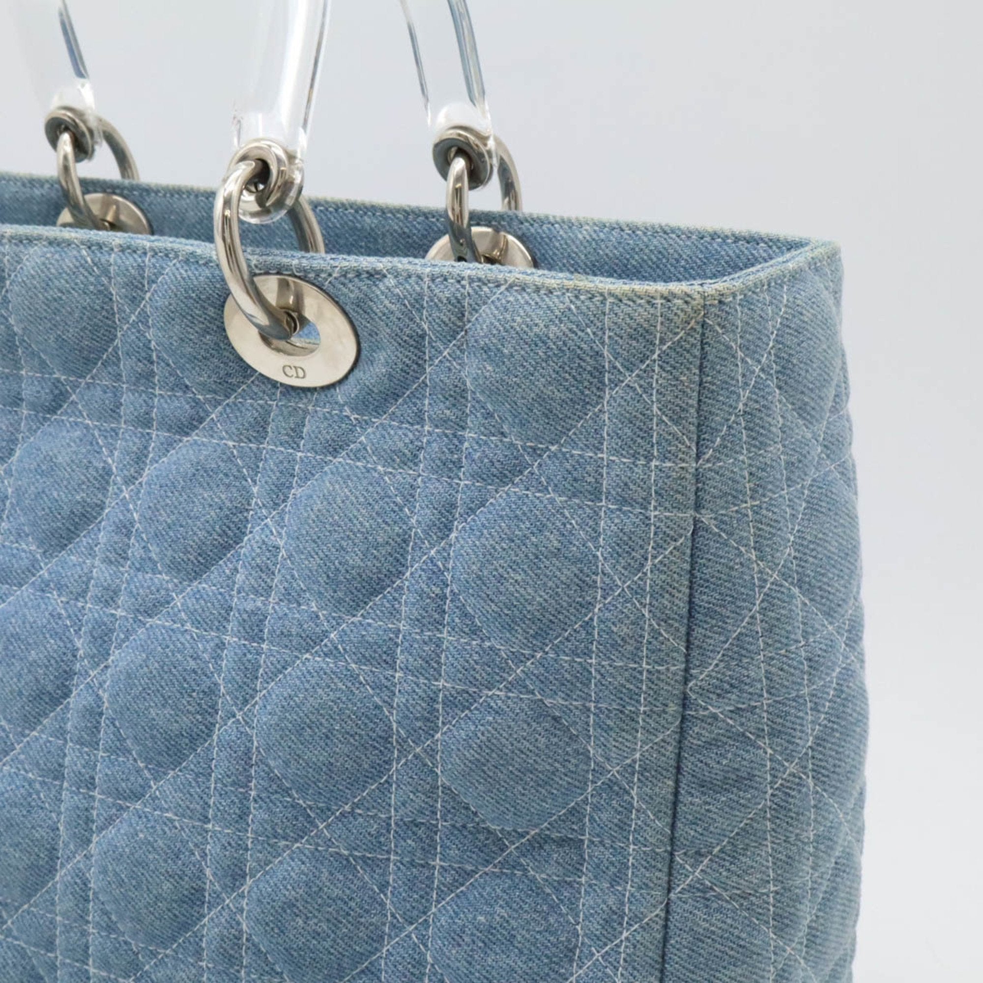 Christian Dior Clear Light Blue Denim Plastic Handbag Shoulder Bag ()