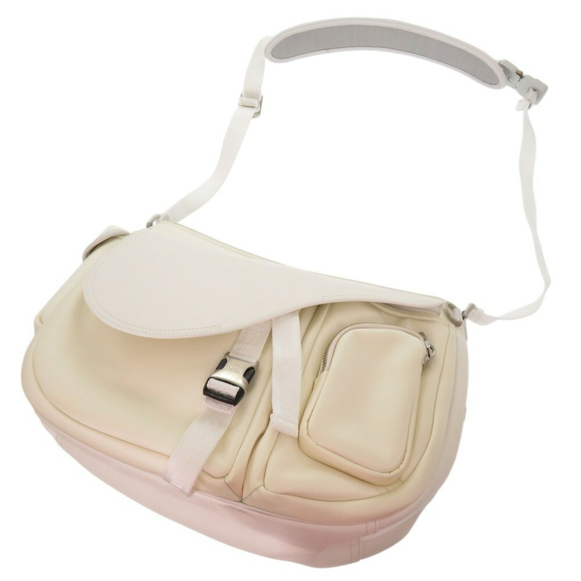 Christian Dior White Leather Nylon Shoulder Bag ()