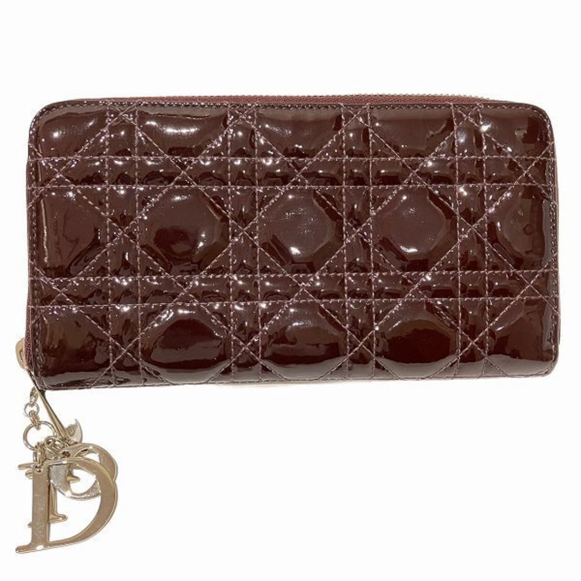 Christian Dior Purple Patent Leather Long Wallet (Bi-Fold) ()