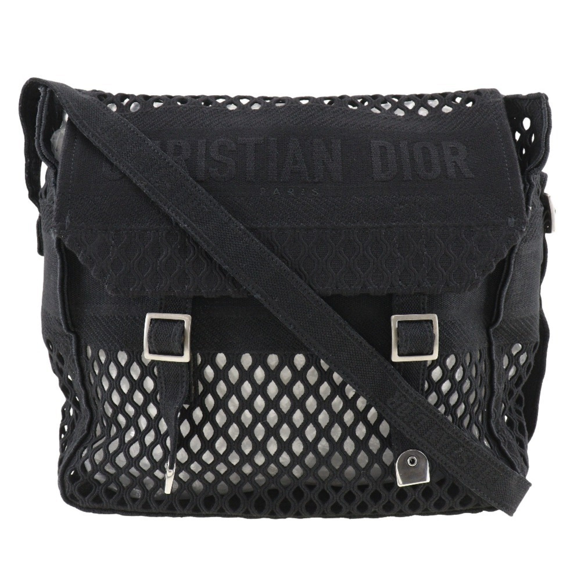 Christian Dior Black Mesh Messenger Bag Shoulder Bag ()