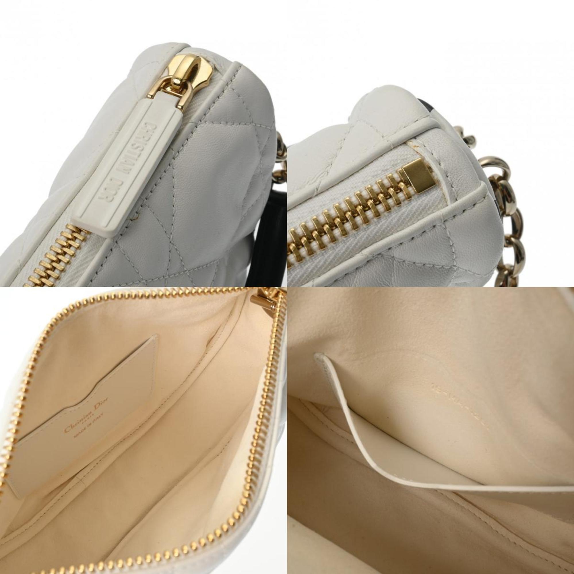 Christian Dior Black White Leather Shoulder Bag ()