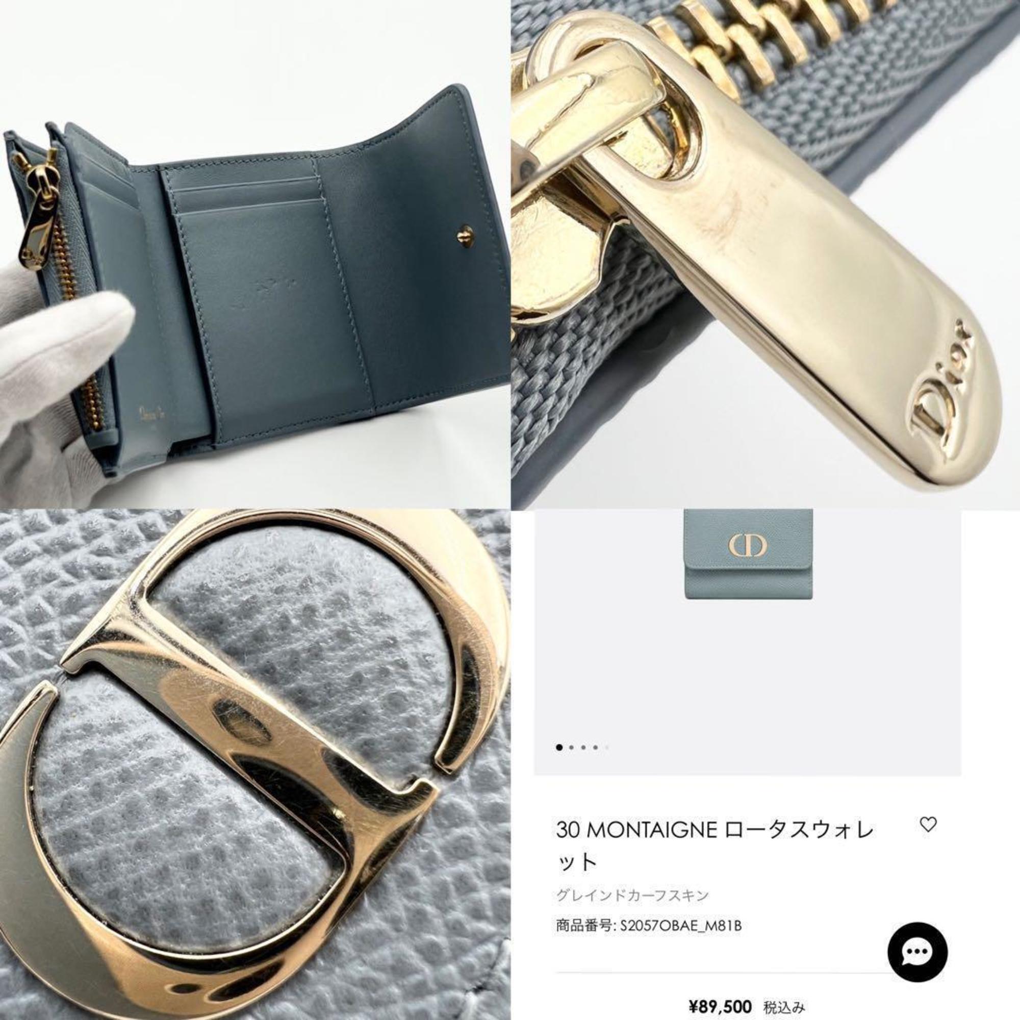 Christian Dior Blue Leather Wallet (Tri-Fold) ()