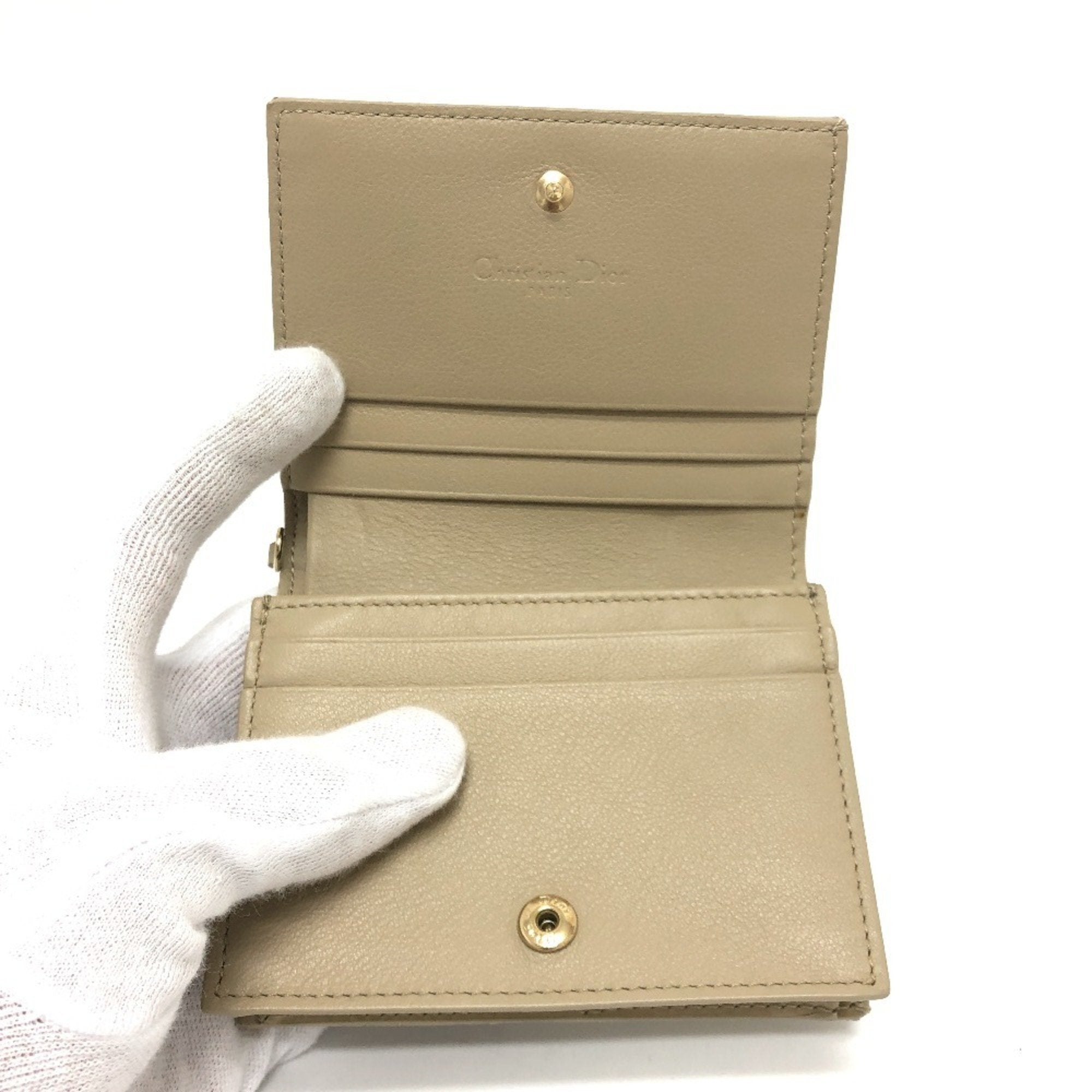 Christian Dior Beige Leather Wallet (Bi-Fold) ()