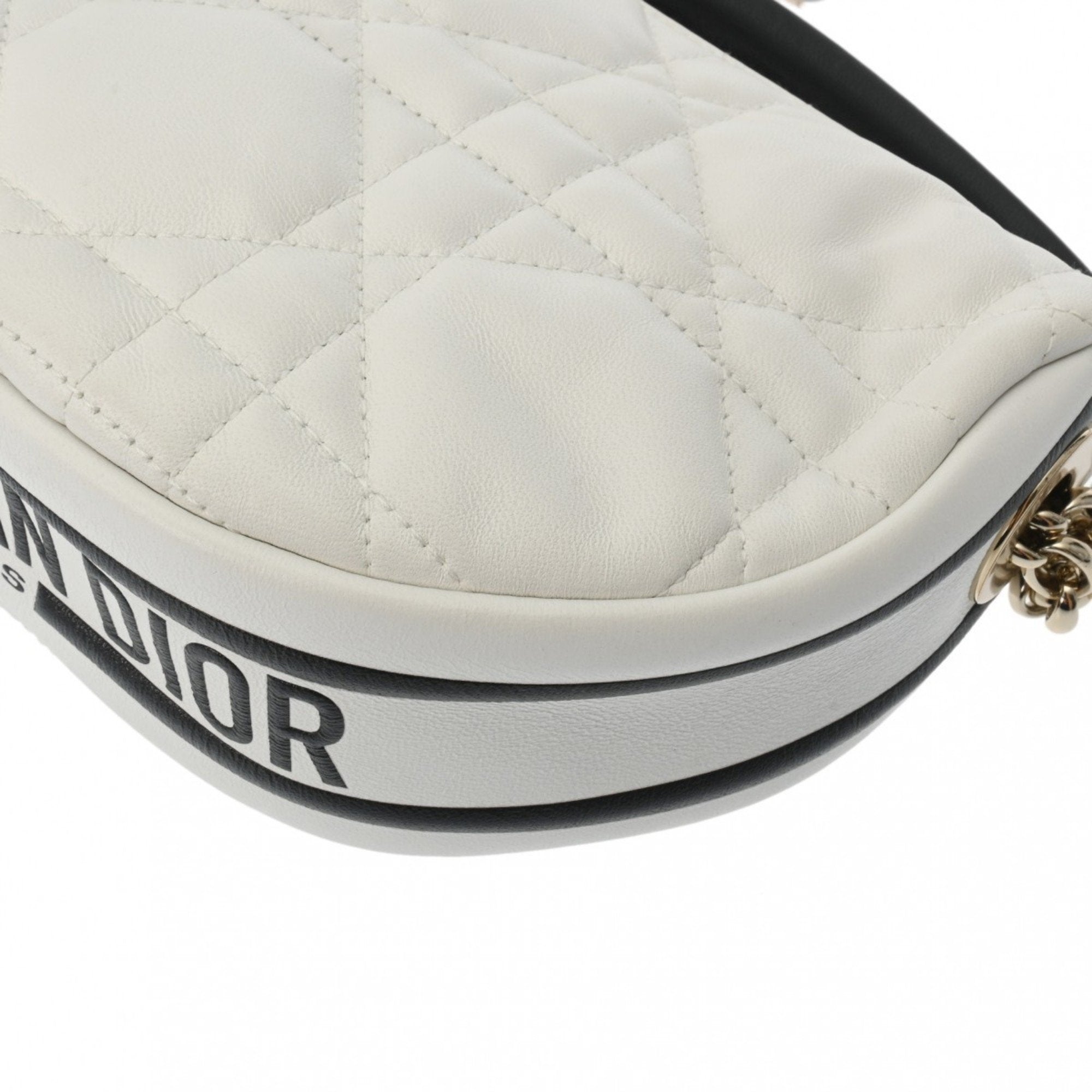 Christian Dior Black White Leather Shoulder Bag ()