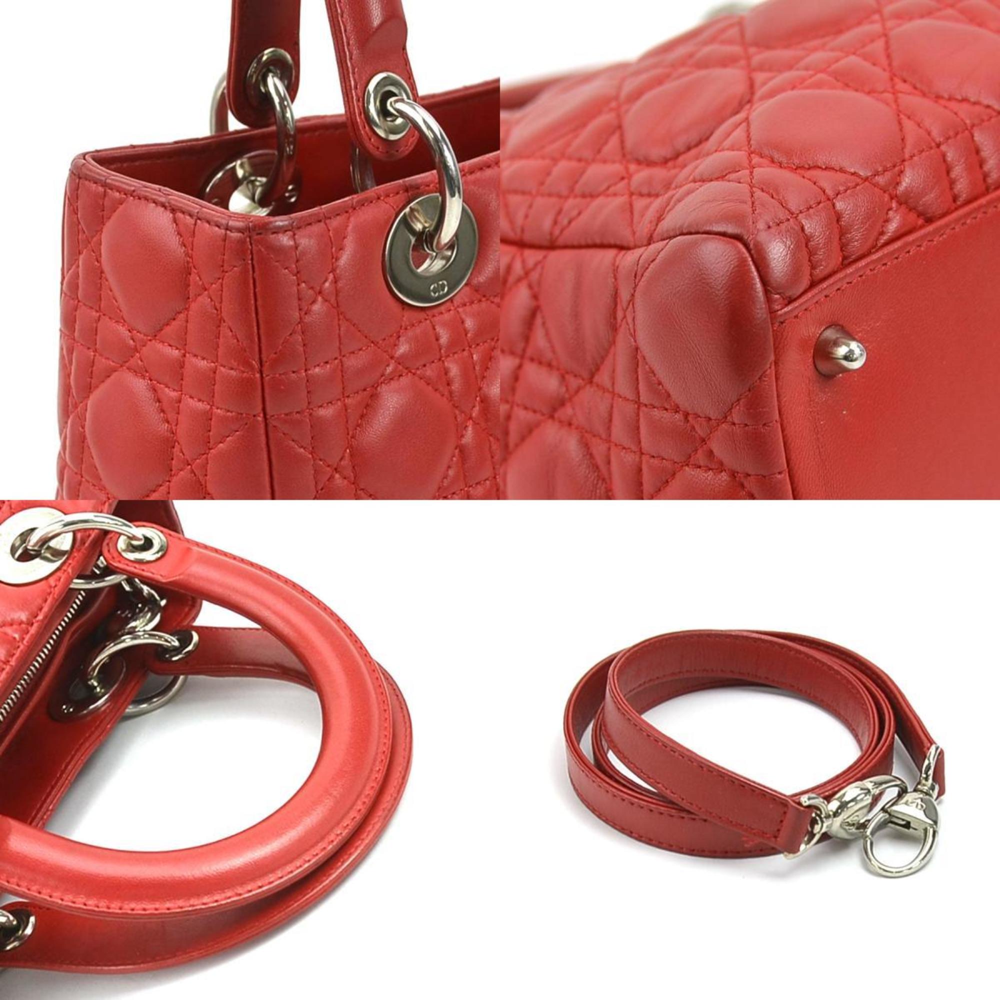Christian Dior Red Color Leather Handbag Shoulder Bag ()