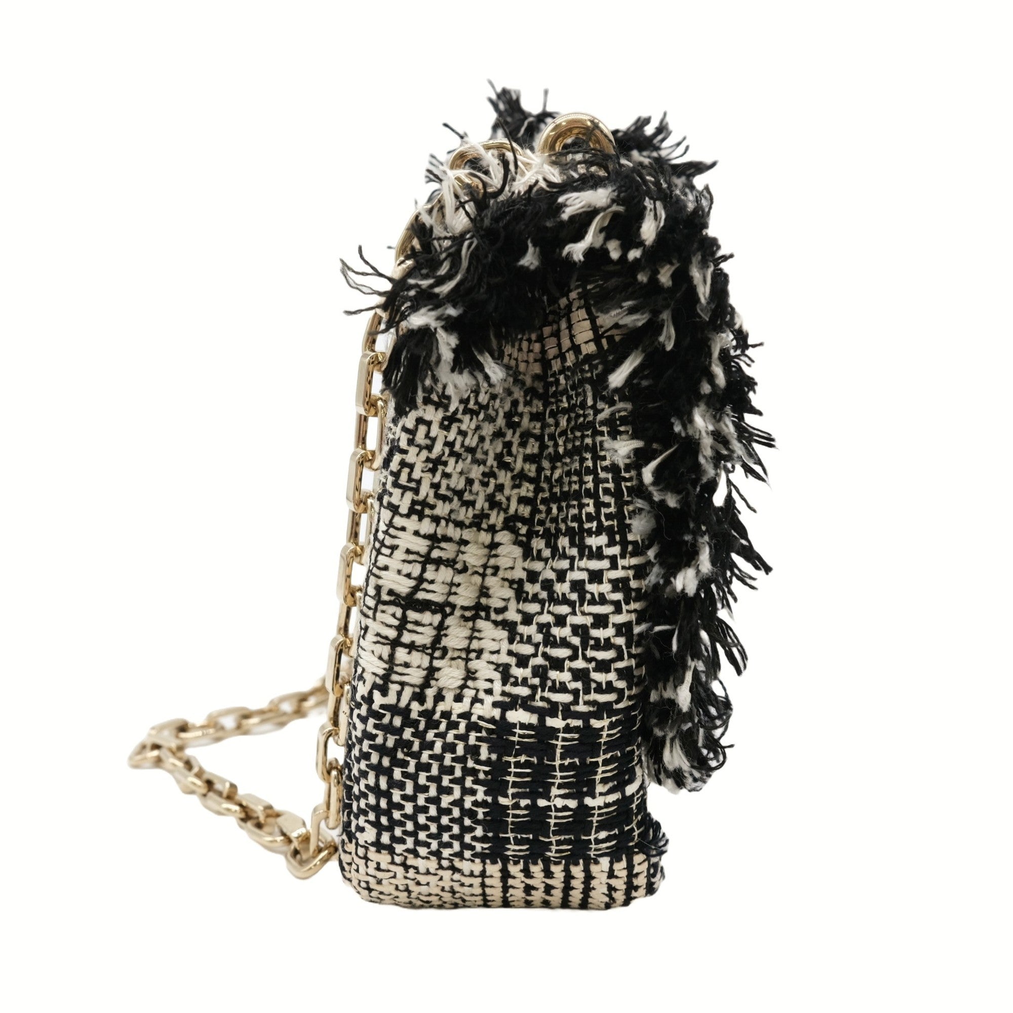 Christian Dior Black White Tweed Shoulder Bag ()