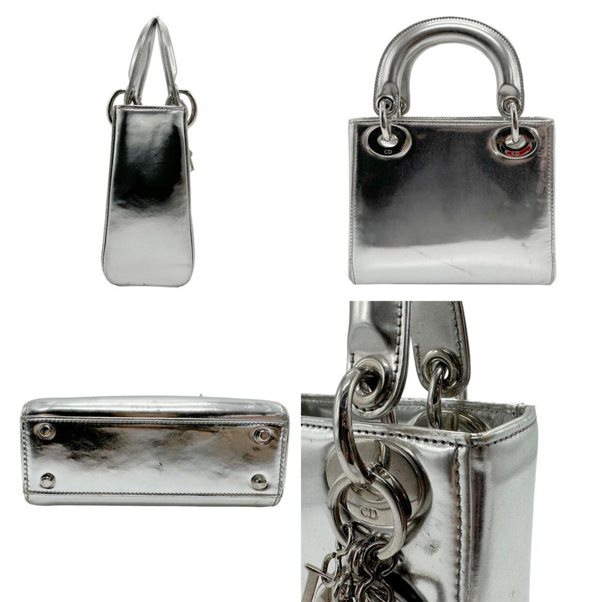 Christian Dior Silver Leather Handbag Shoulder Bag ()
