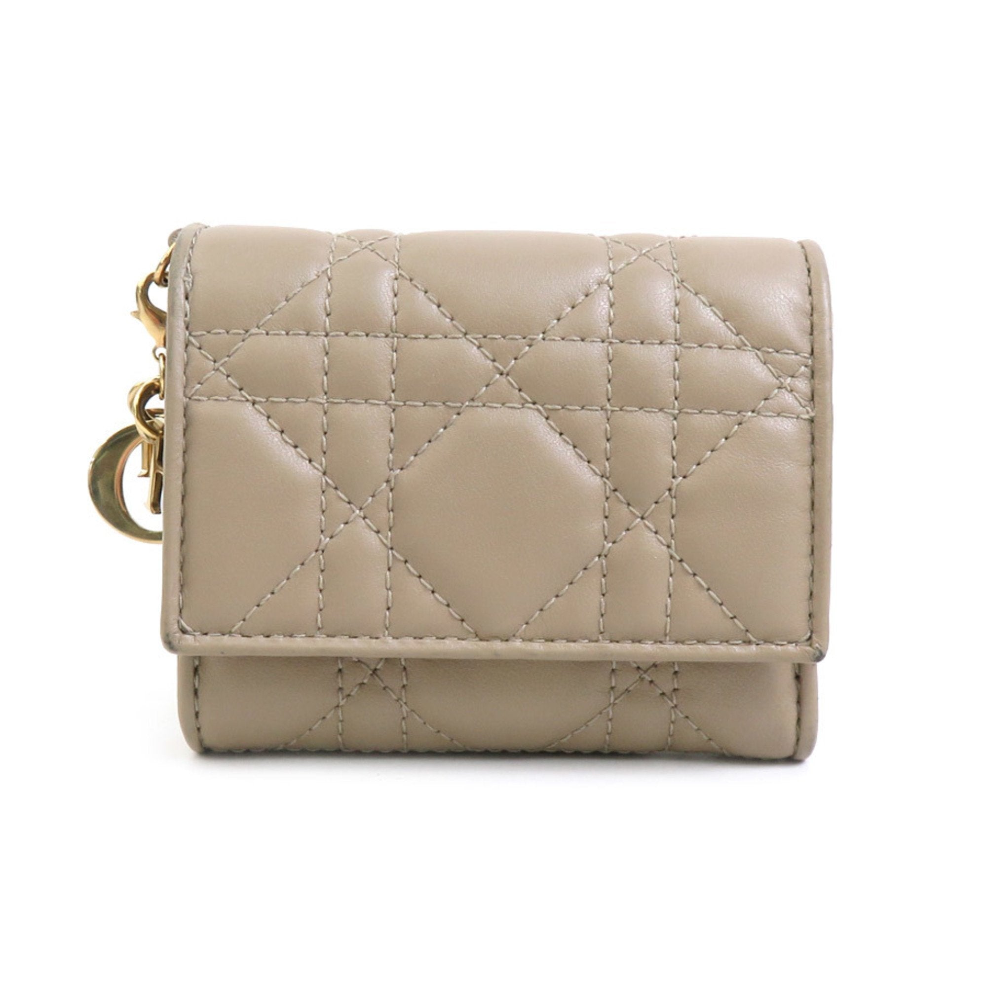 Christian Dior Beige Leather Wallet (Tri-Fold) ()