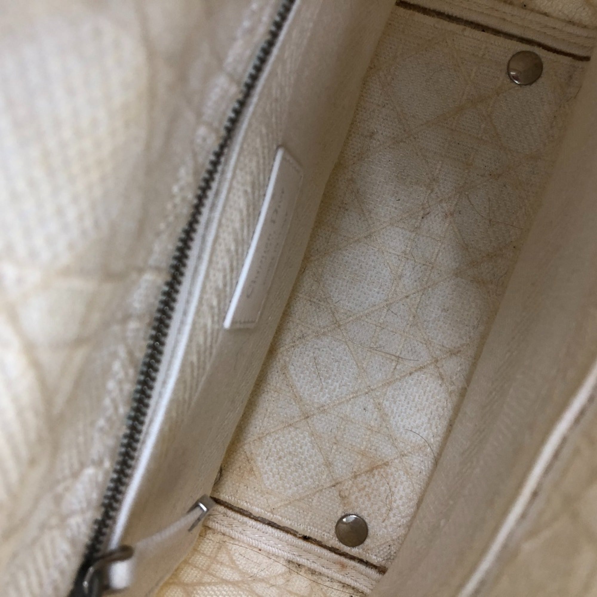 Christian Dior Lady Dior White Canvas Handbag ()