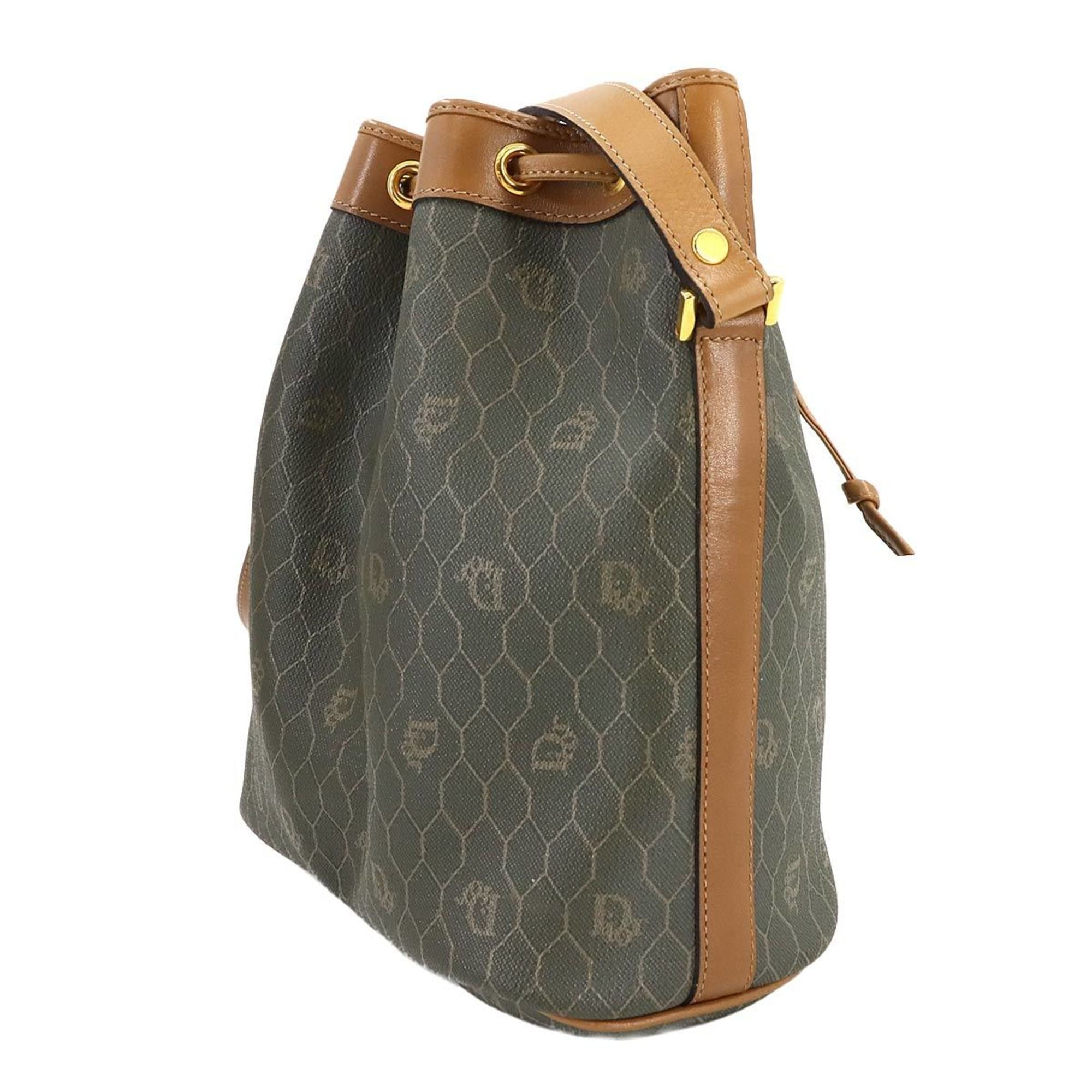 Christian Dior Brown Khaki Pvc Leather Shoulder Bag ()