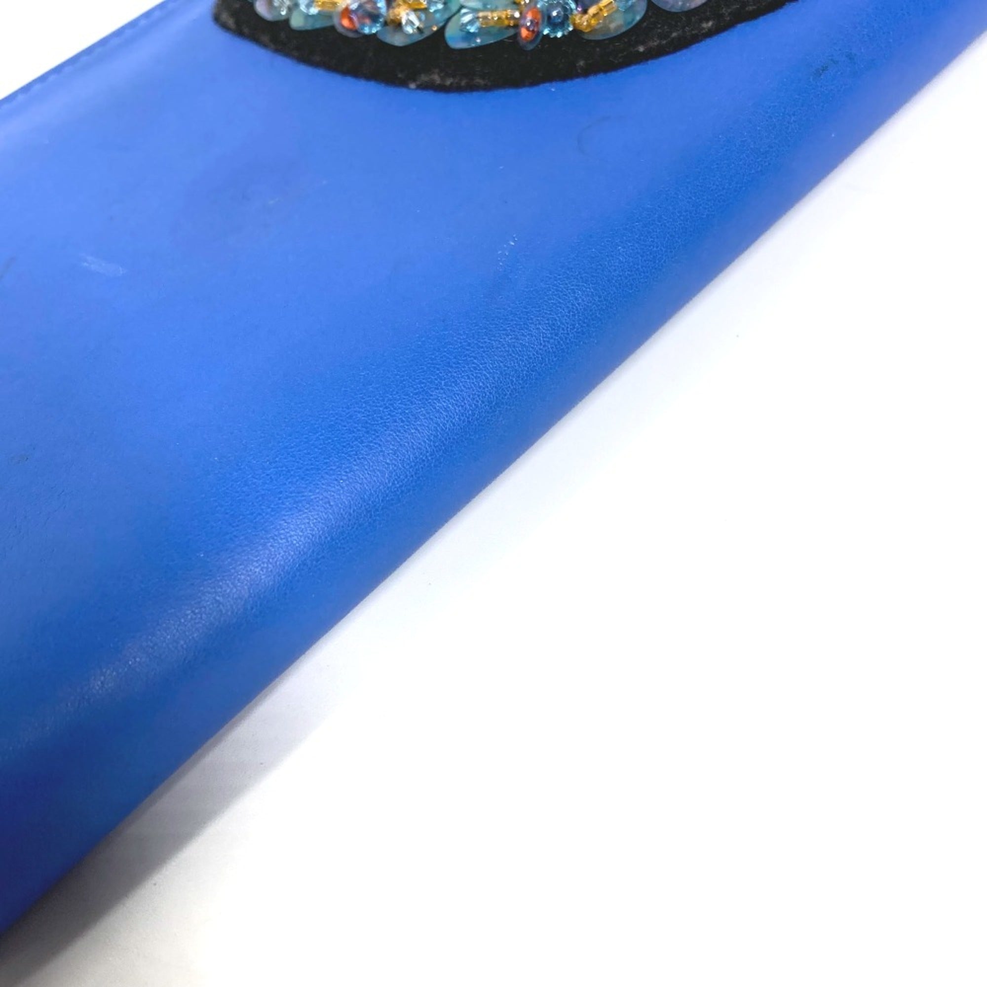Christian Dior Blue Leather Long Wallet (Bi-Fold) ()