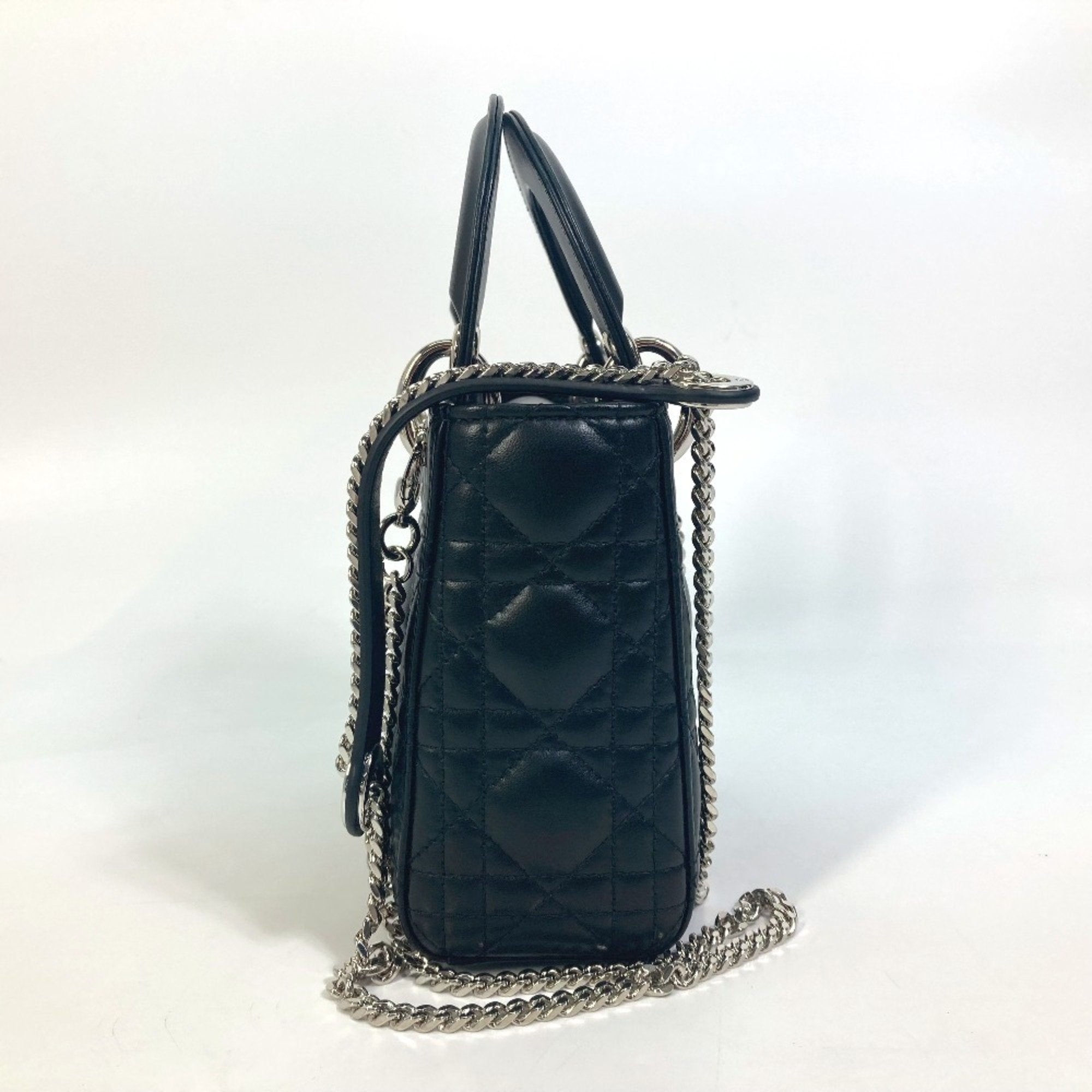 Christian Dior Lady Dior Black Leather Shoulder Bag ()