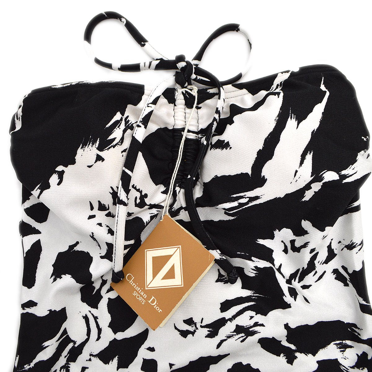 Christian Dior abstract print halterneck swimsuit #M