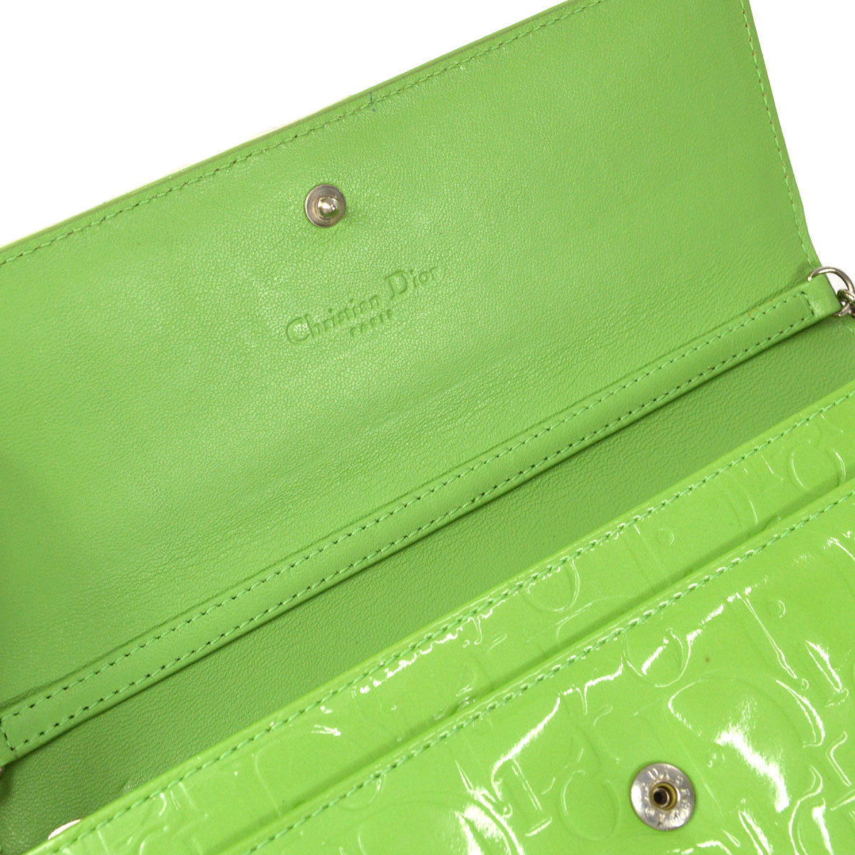 Christian Dior 2009 Trotter Chain Wallet Light Green