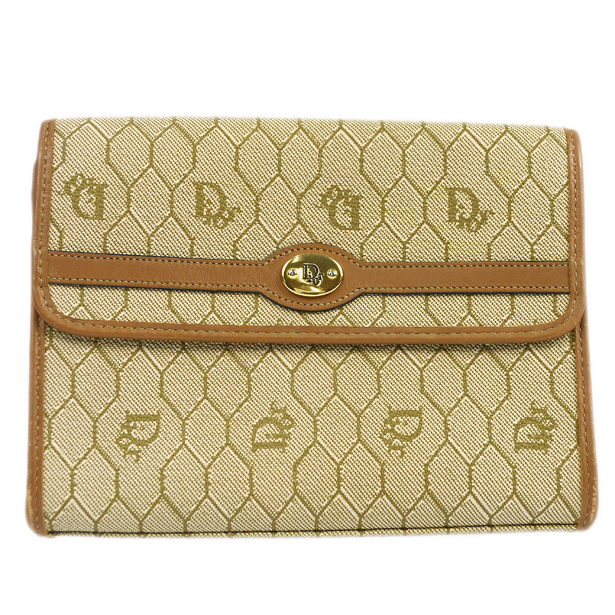 Christian Dior 1980s Honeycomb Clutch Bag Beige