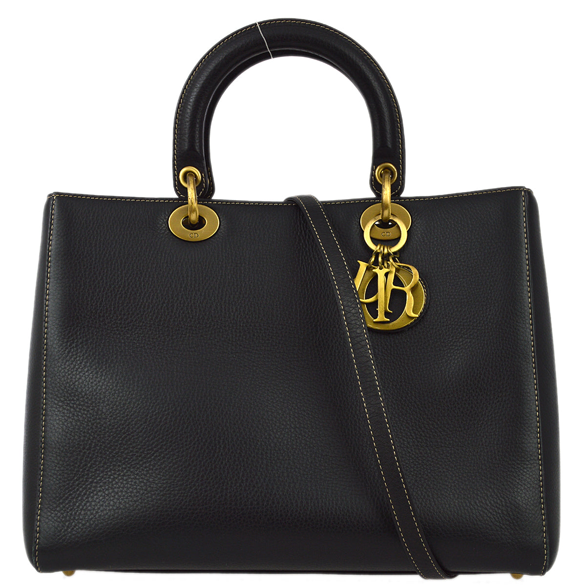 Christian Dior 2002 Black Calfskin Large Lady Dior Bag
