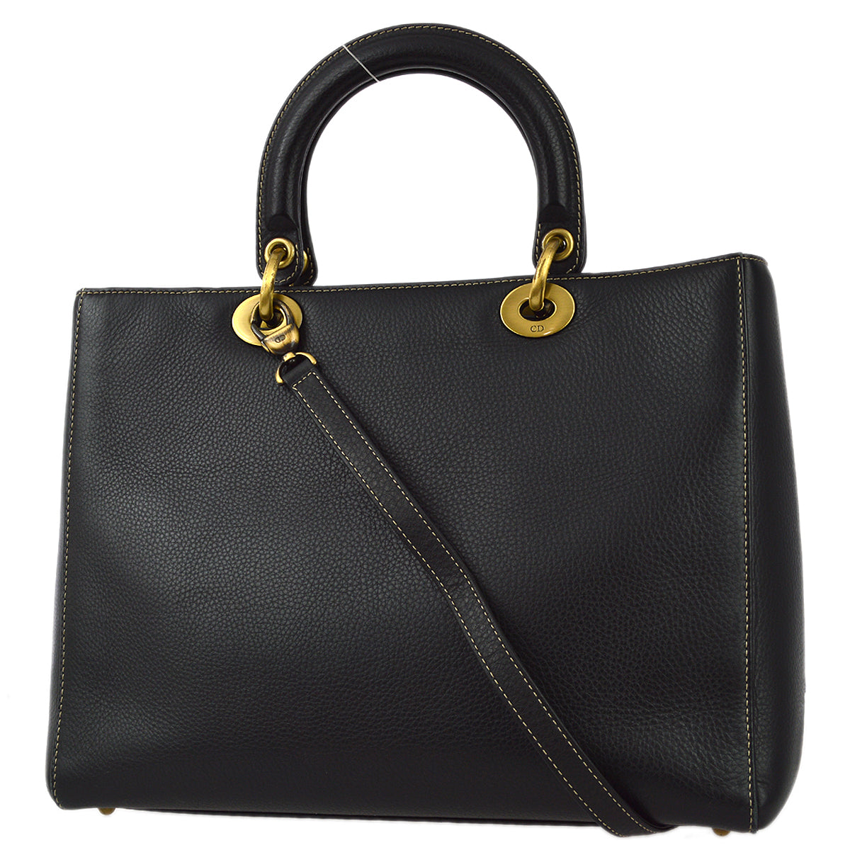 Christian Dior 2002 Black Calfskin Large Lady Dior Bag