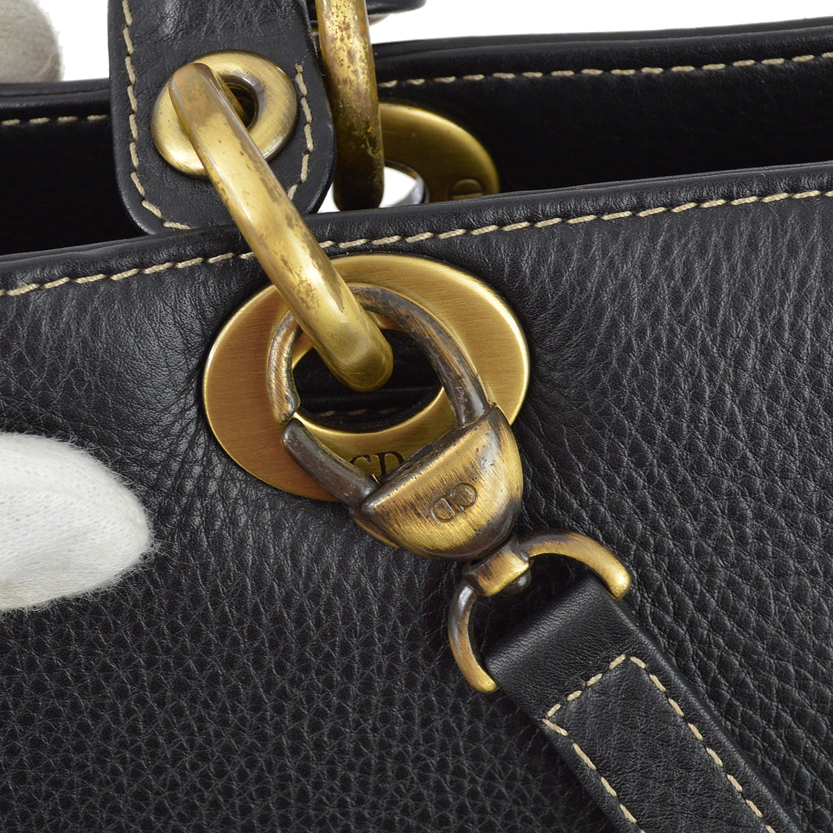 Christian Dior 2002 Black Calfskin Large Lady Dior Bag