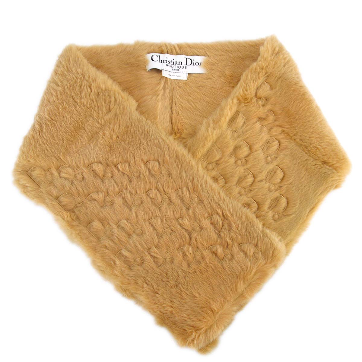 Christian Dior Beige Fur Scarf Stole Small Good